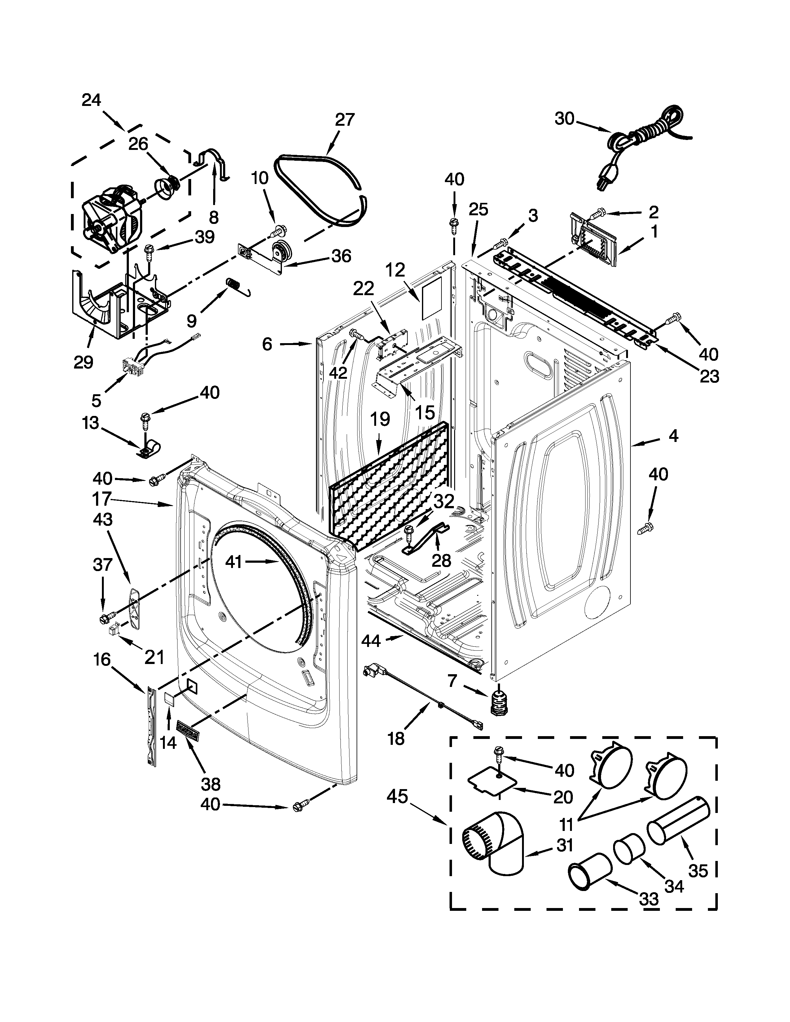 Maytag MGD7100DW0 cabinet parts diagram
