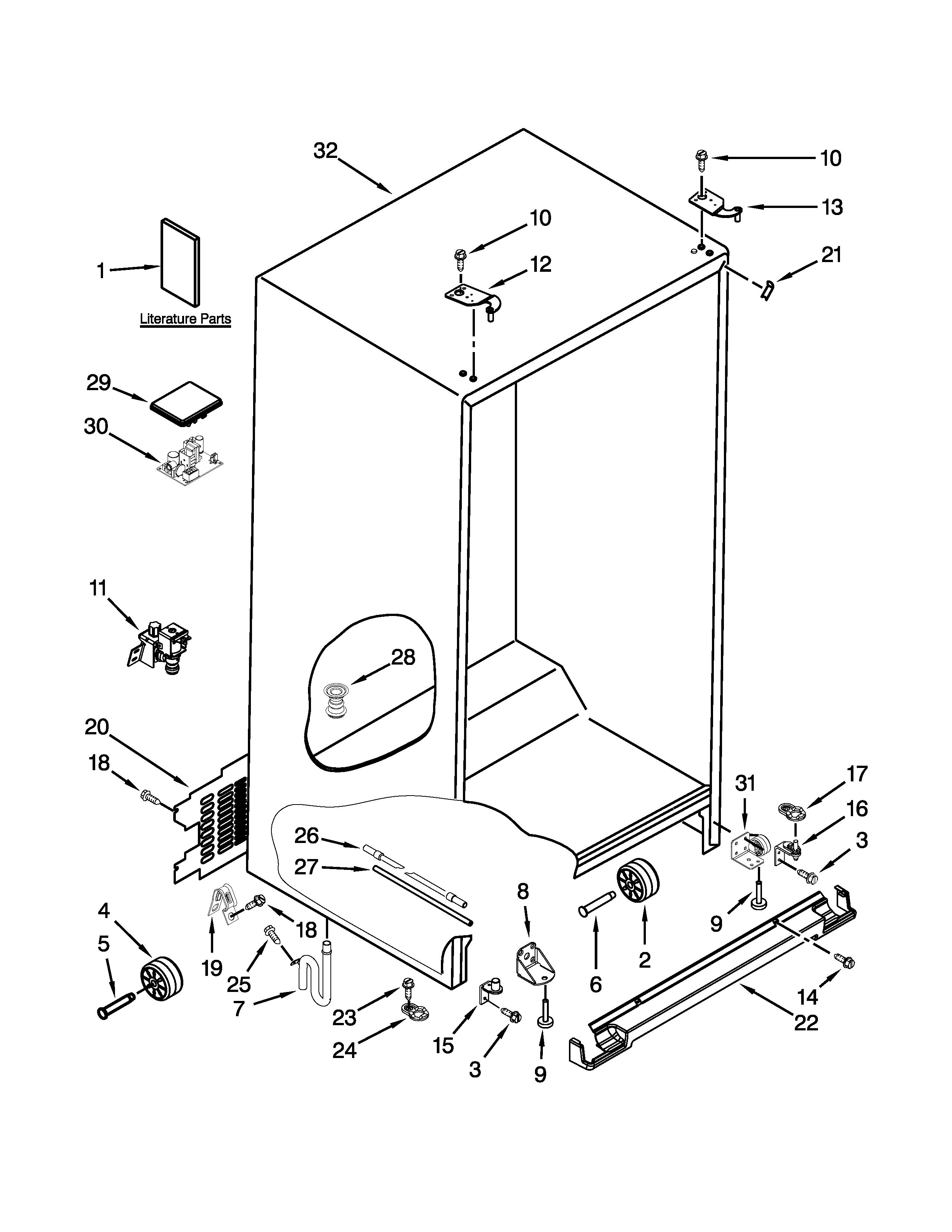Whirlpool GSC25C6EYY03 cabinet parts diagram