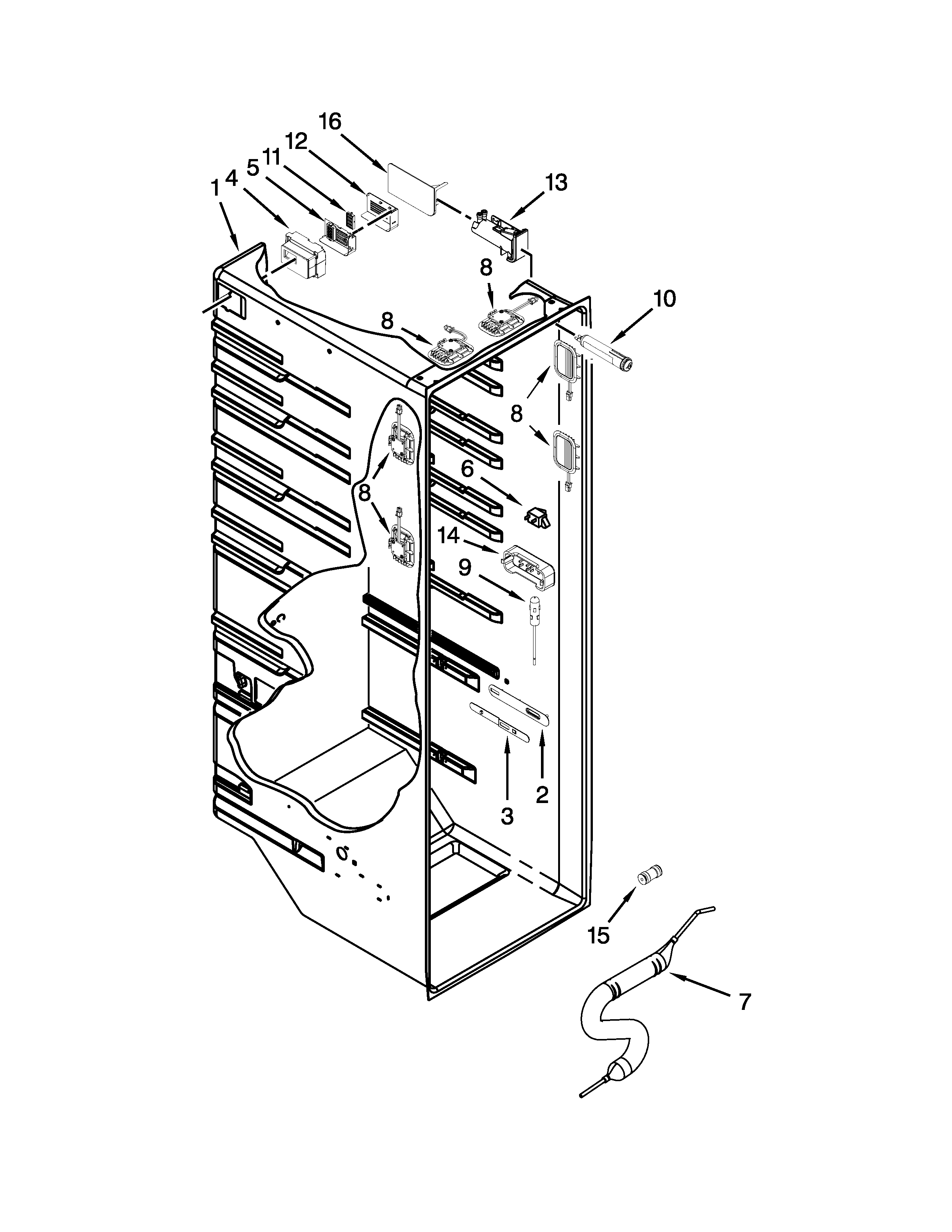 Whirlpool GSC25C6EYY03 refrigerator liner parts diagram
