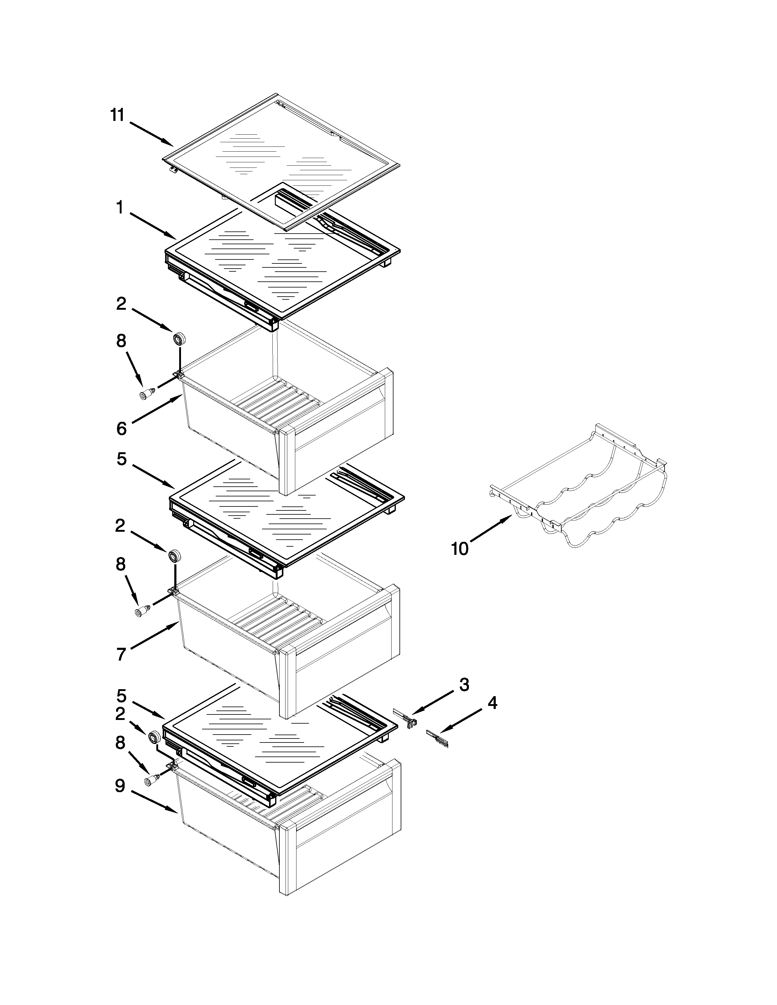 Whirlpool GSC25C6EYY03 refrigerator shelf parts diagram