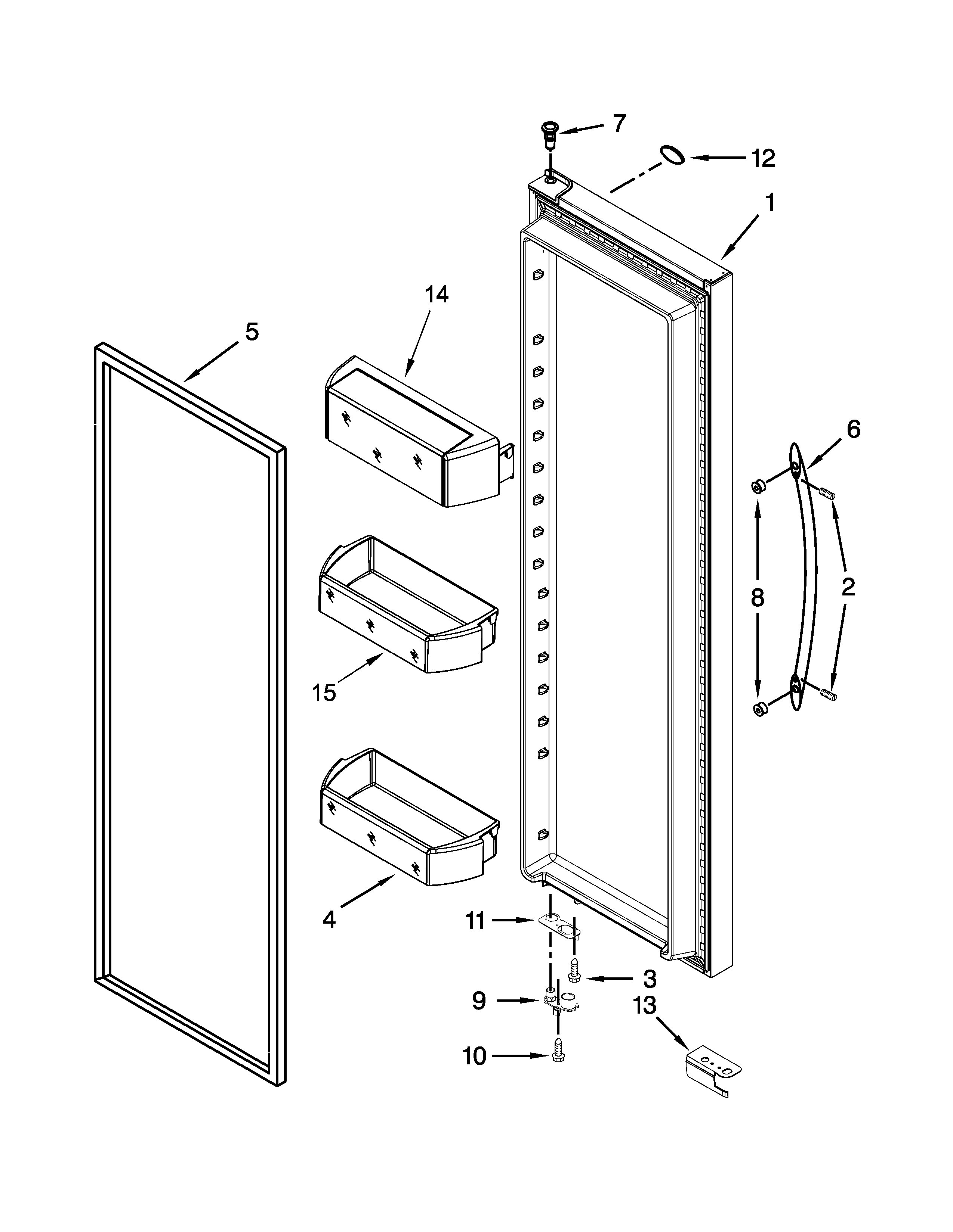 Whirlpool GSC25C6EYY03 refrigerator door parts diagram