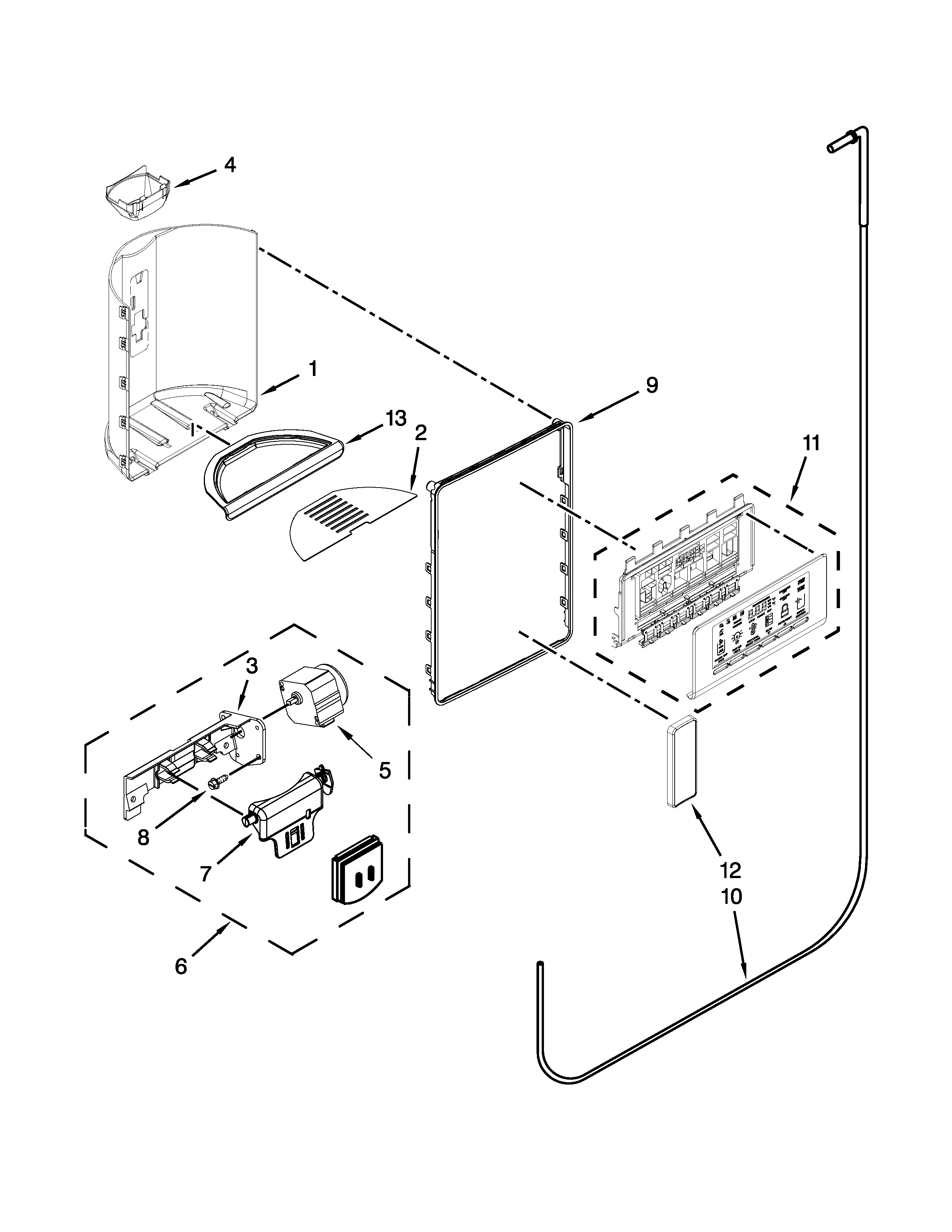 Whirlpool GSC25C6EYY03 dispenser parts diagram