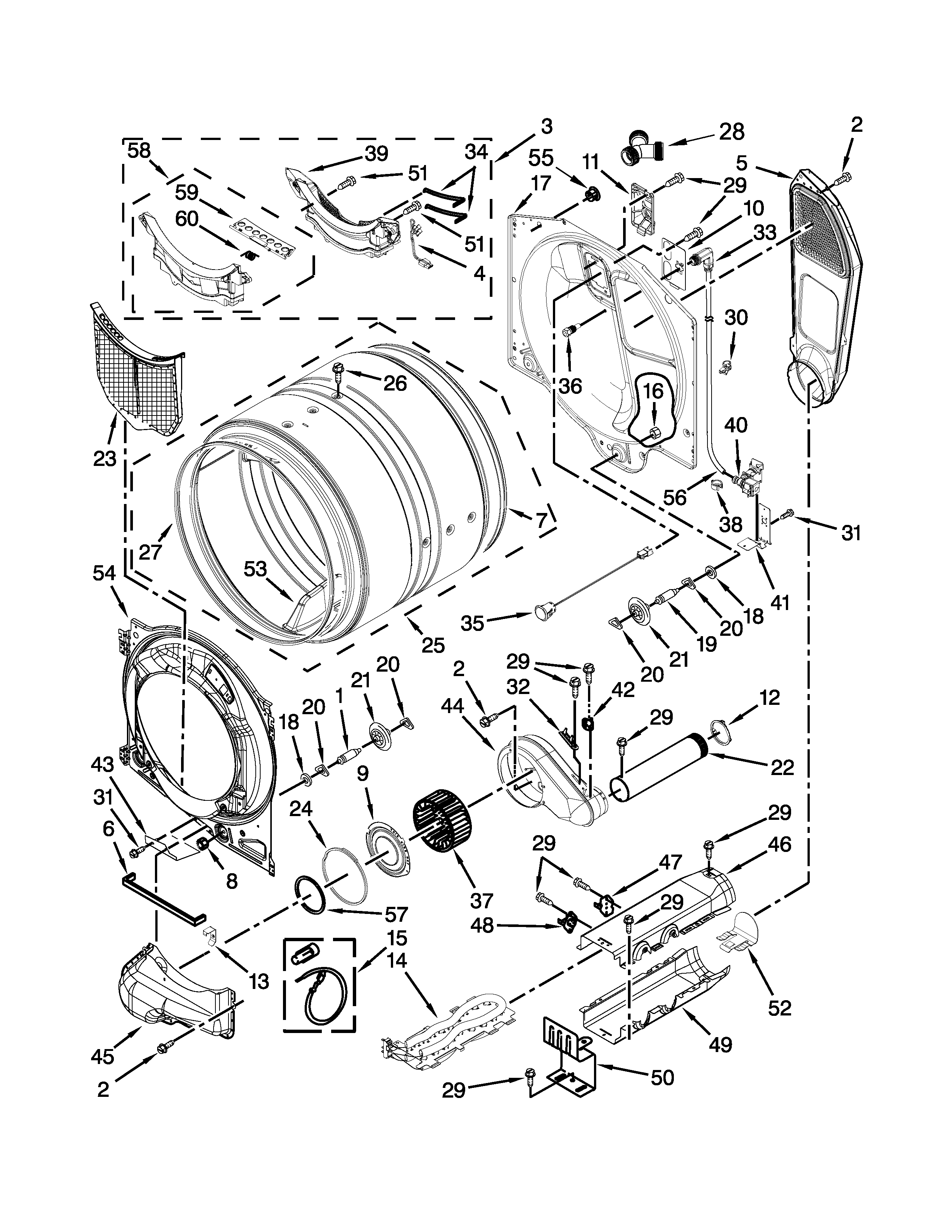 Whirlpool YWED95HEDW0 bulkhead parts diagram