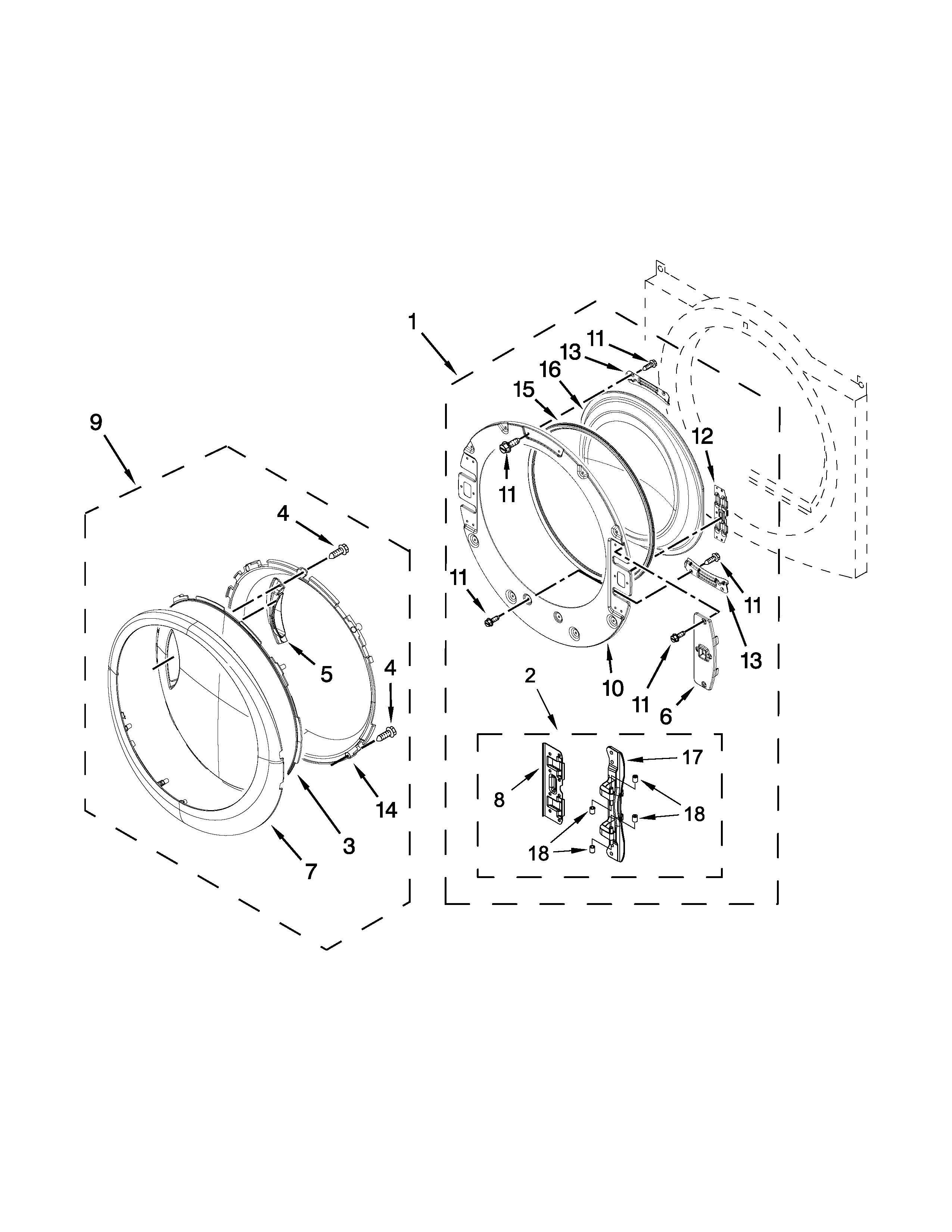 Whirlpool YWED95HEDW0 door parts diagram