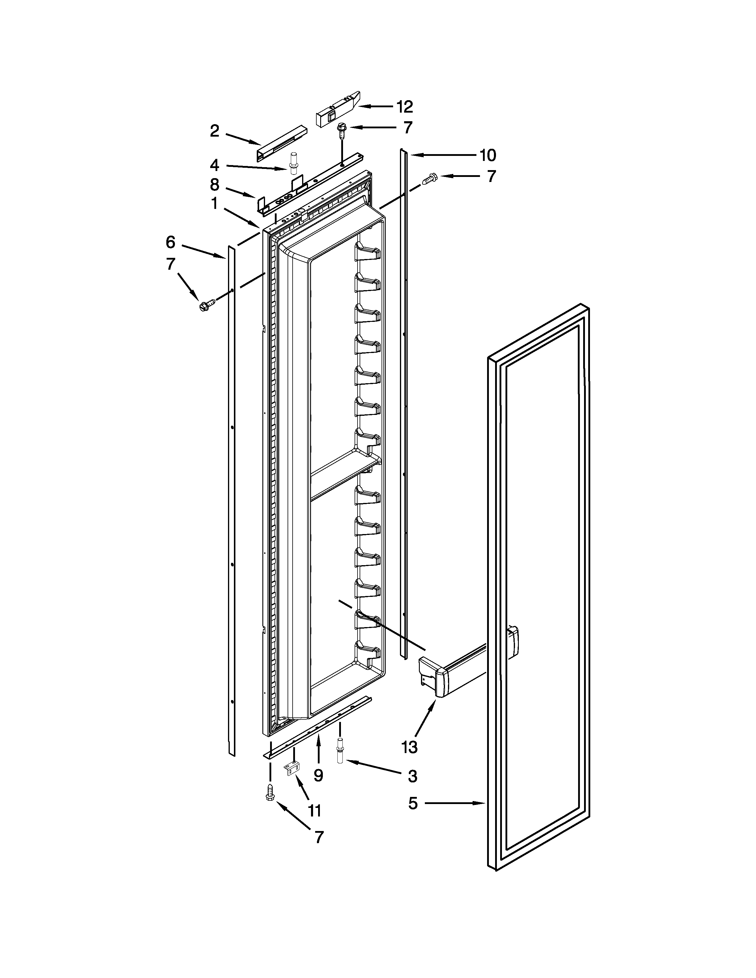 Jenn-Air JS42NXFXDW05 freezer door parts diagram