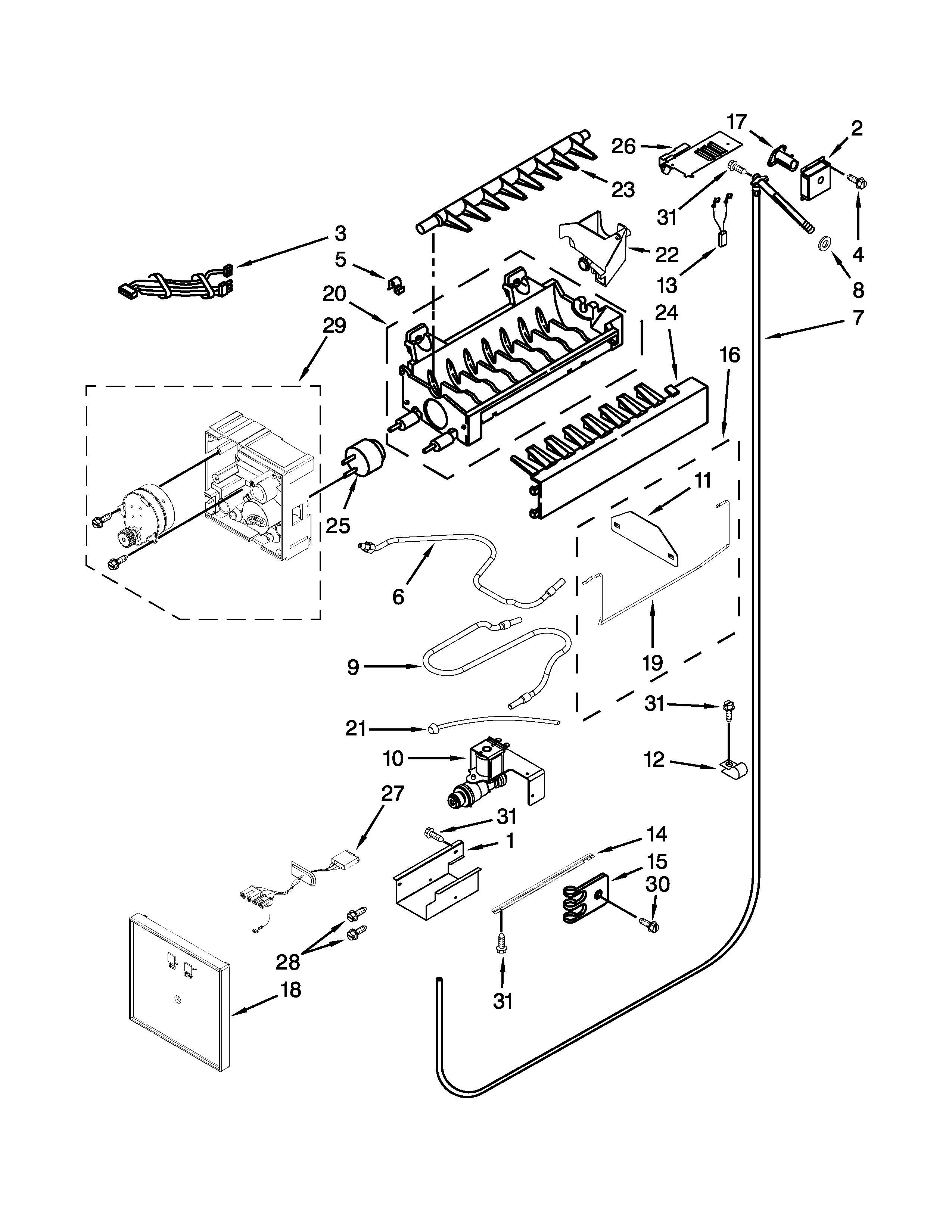 Jenn-Air JS42NXFXDW05 ice maker parts diagram