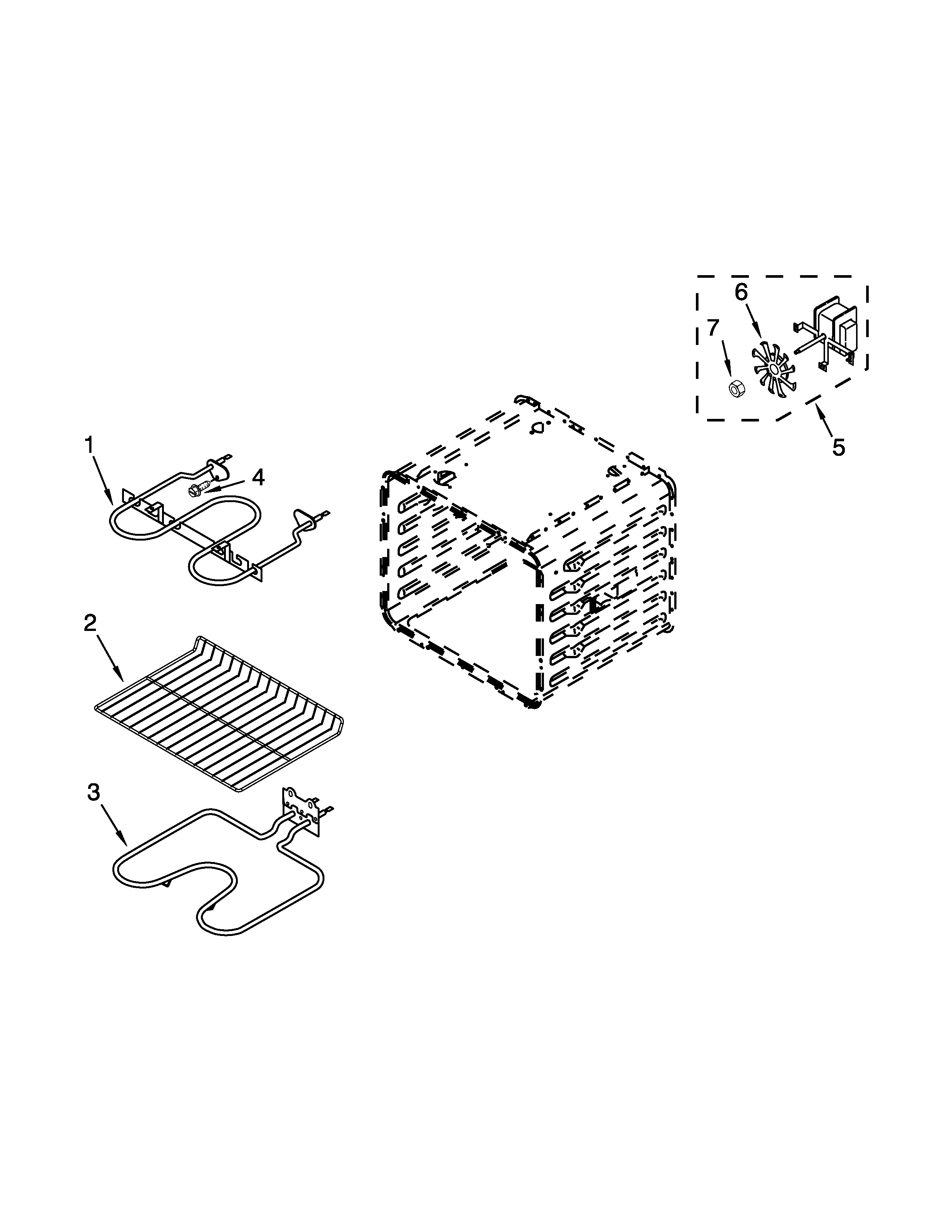 Whirlpool RBS307PVB04 internal oven parts diagram