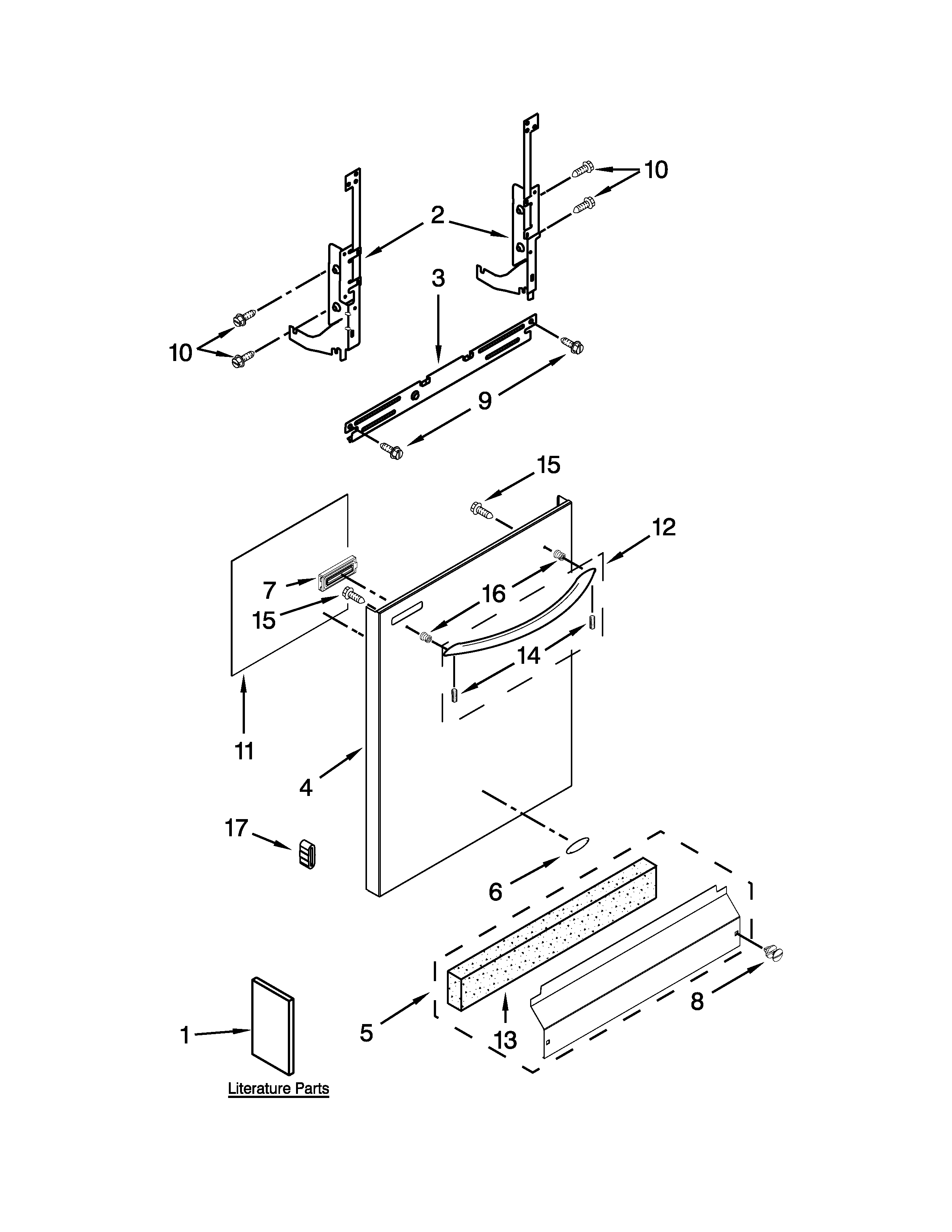 Whirlpool WDT710PAYB4 door and panel parts diagram