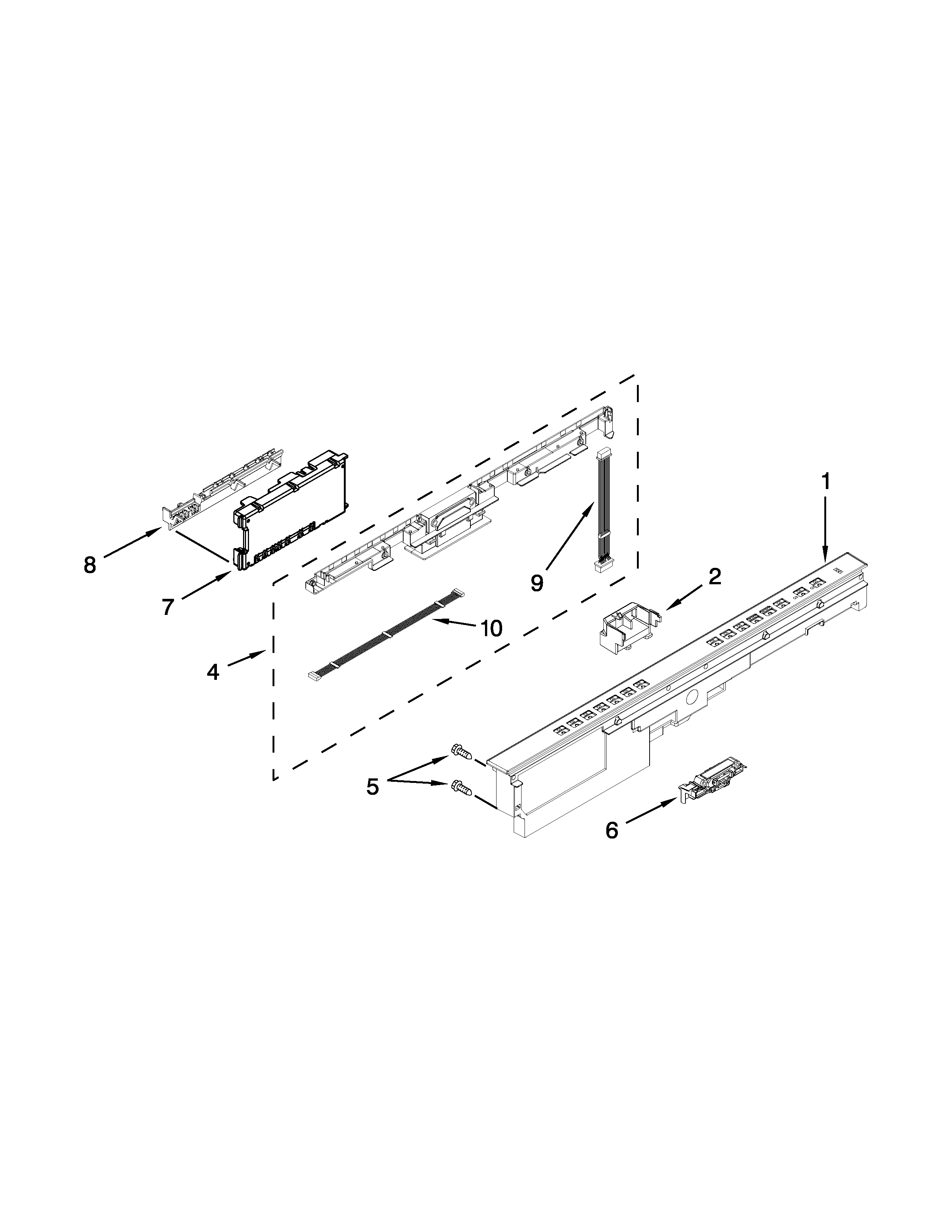 Whirlpool WDT710PAYB4 control panel and latch parts diagram