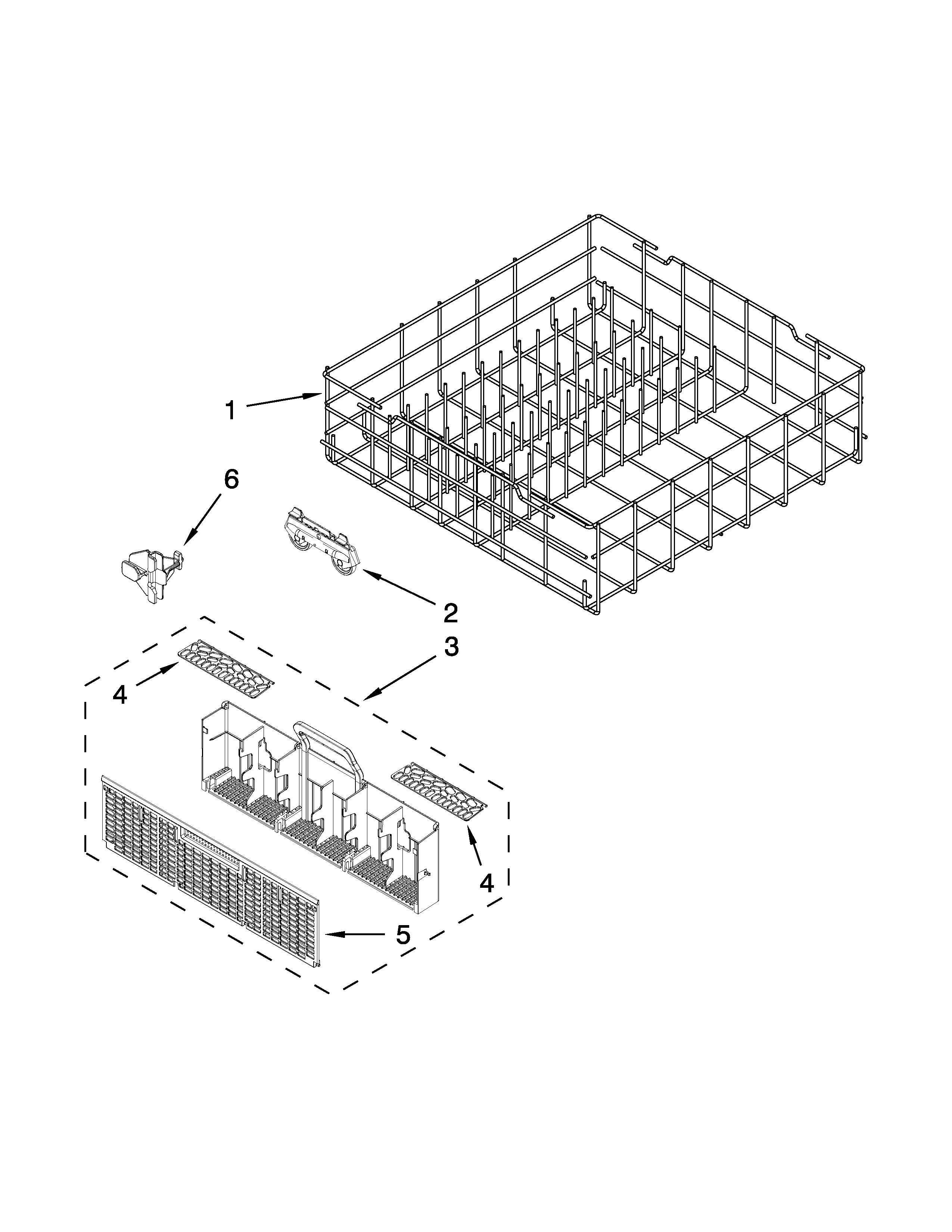 Whirlpool WDT710PAYB4 lower rack parts diagram