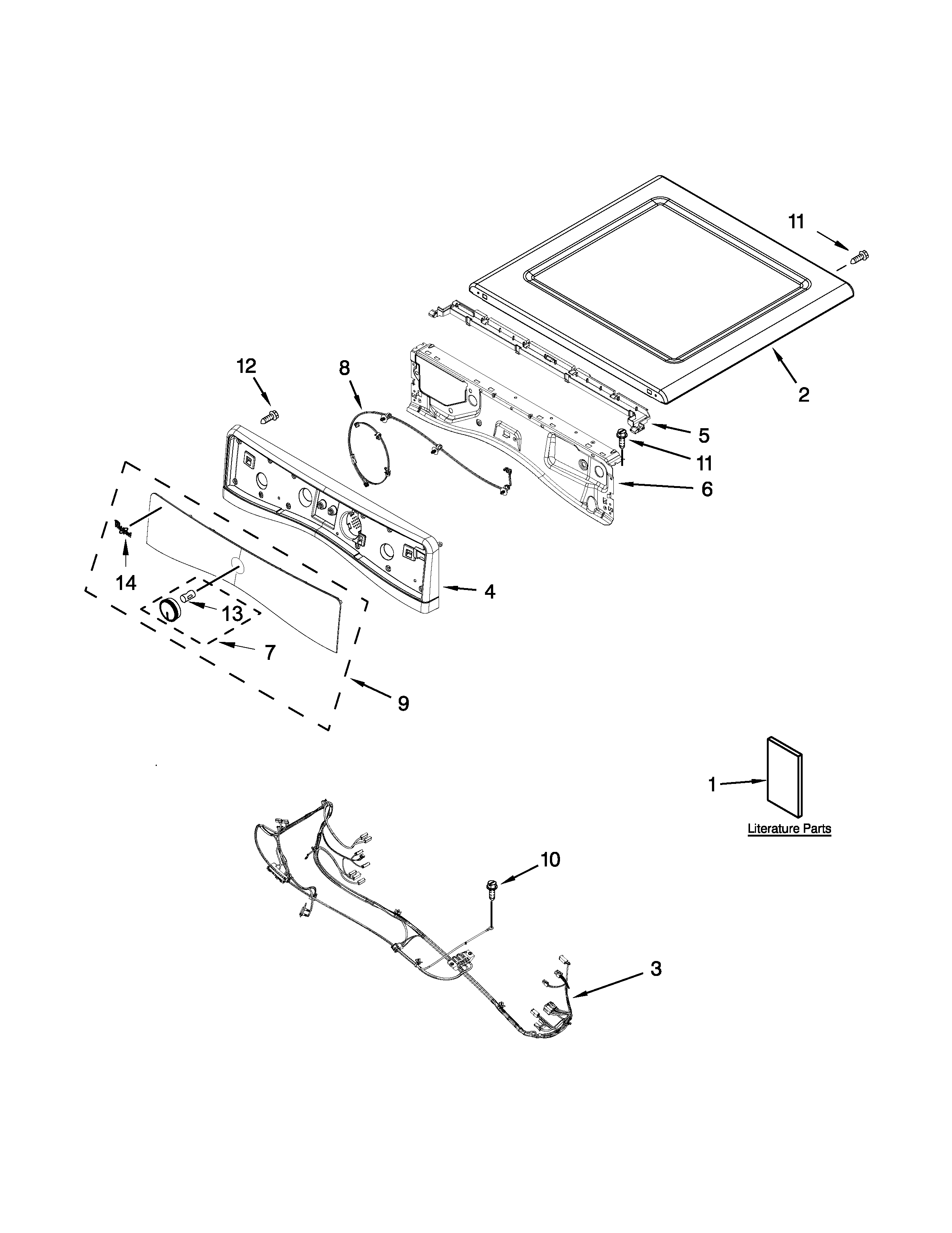 Whirlpool WED97HEDW0 top and console parts diagram