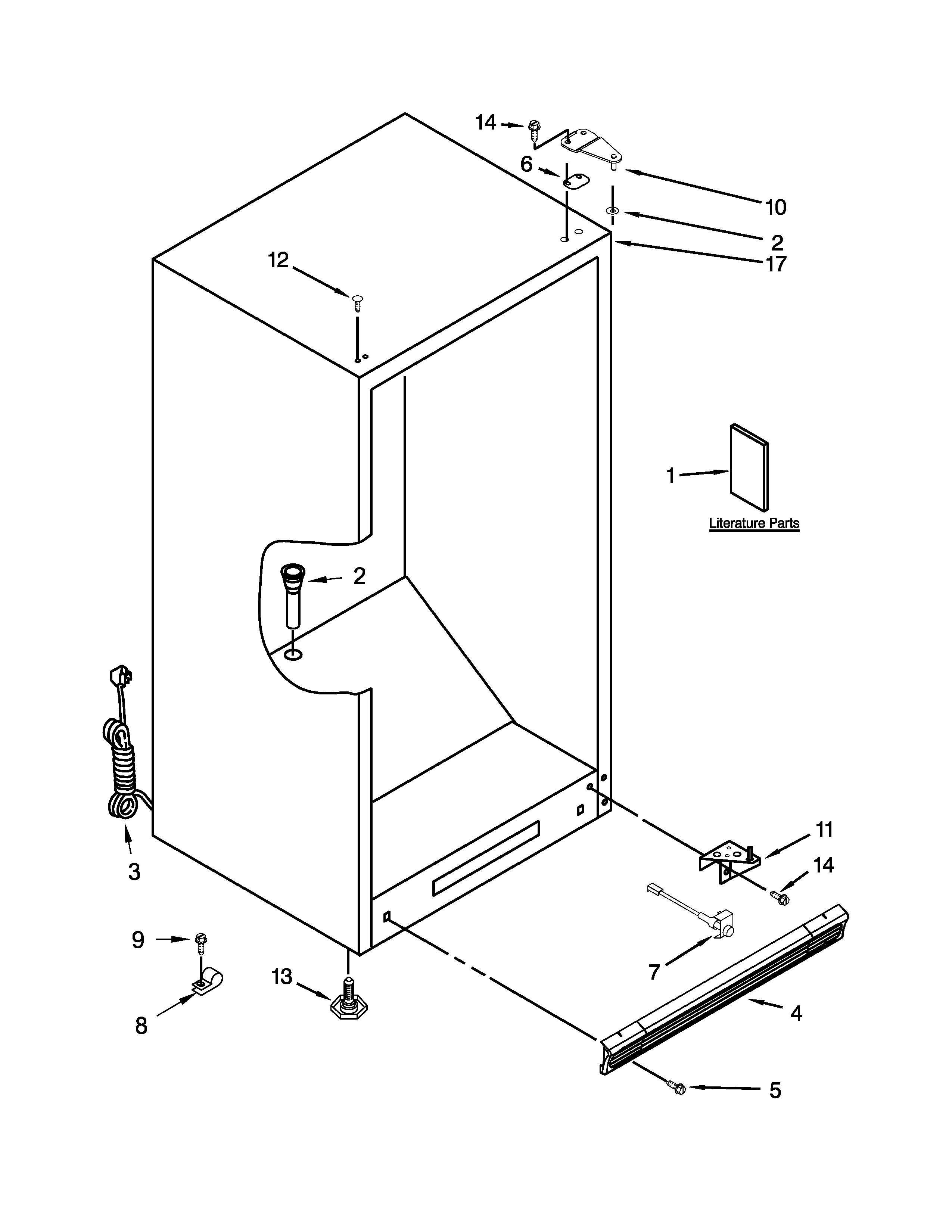 Whirlpool EV201NZTQ03 cabinet parts diagram