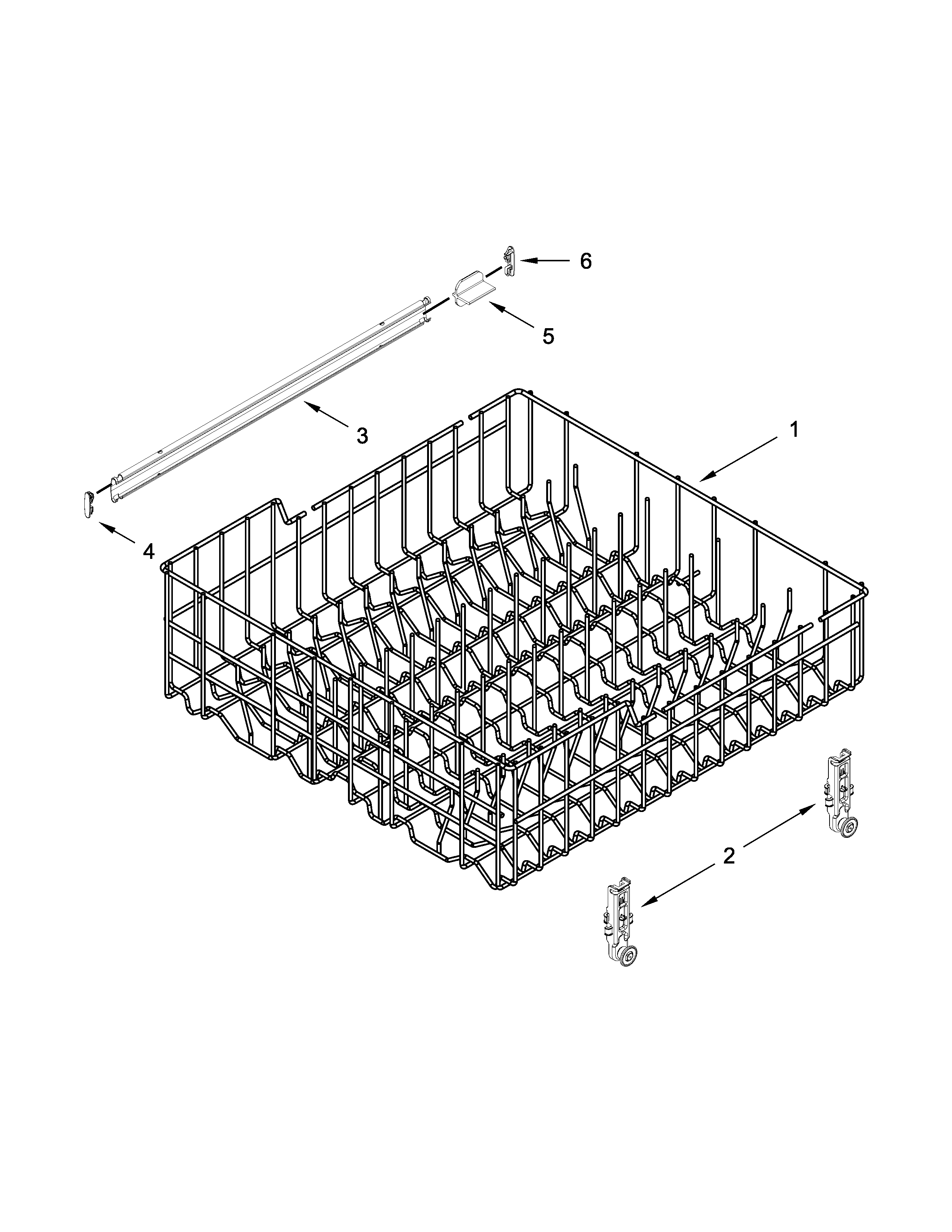 Ikea IUD8500BX0 upper rack and track parts diagram