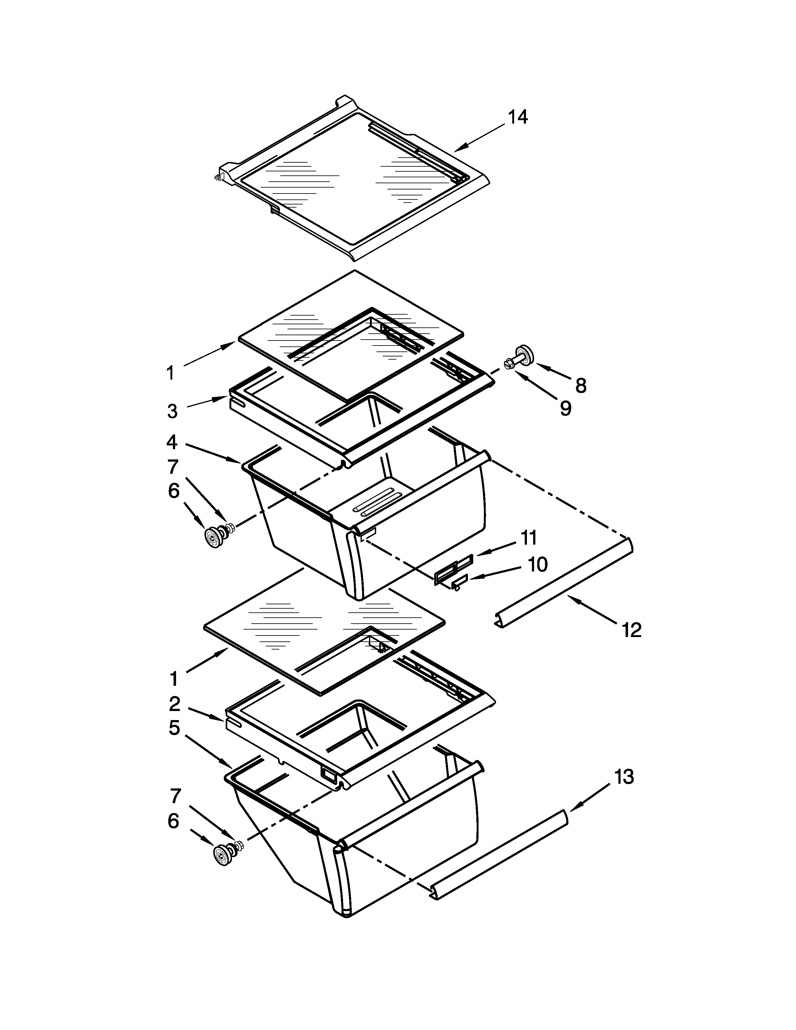 Whirlpool 7WRS22FDBF02 refrigerator shelf parts diagram