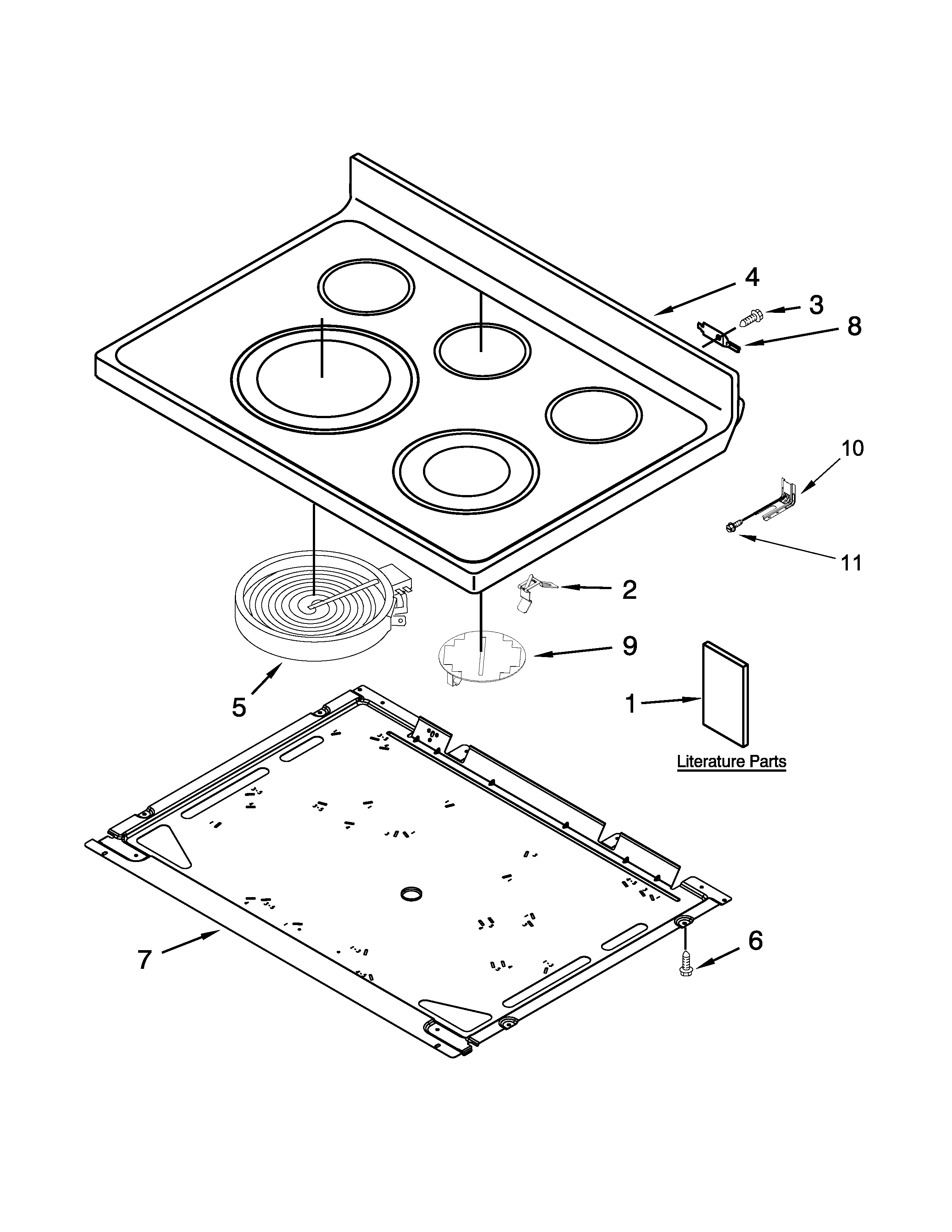 Whirlpool WFE710H0AH1 cooktop parts diagram