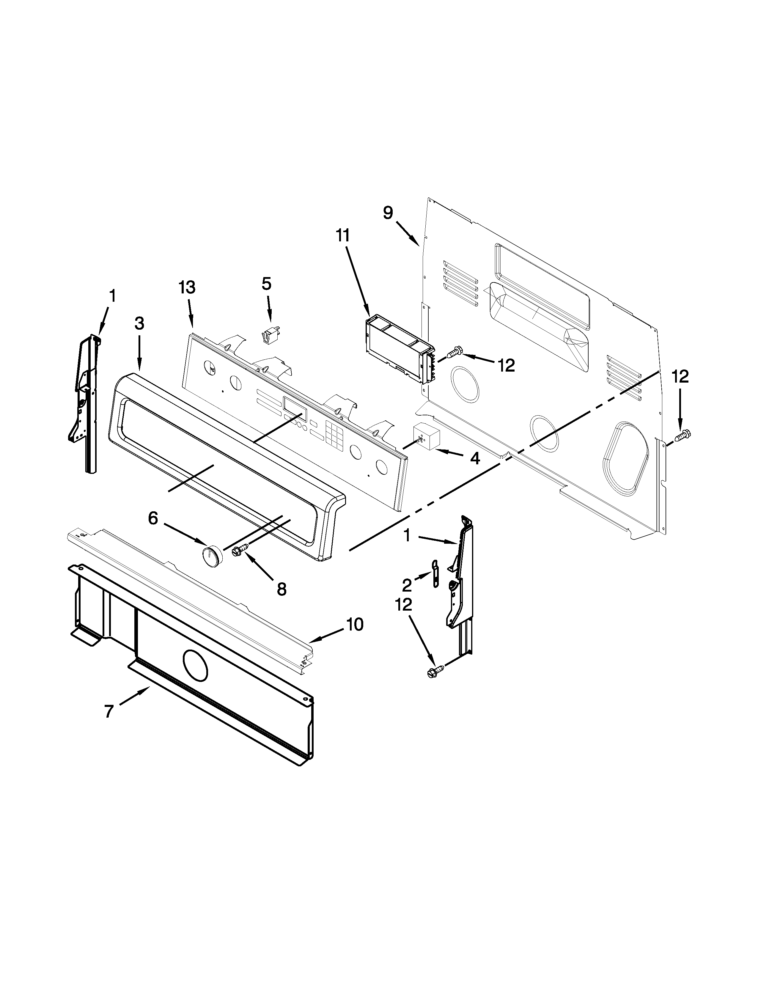 Whirlpool WFE710H0AH1 control panel parts diagram