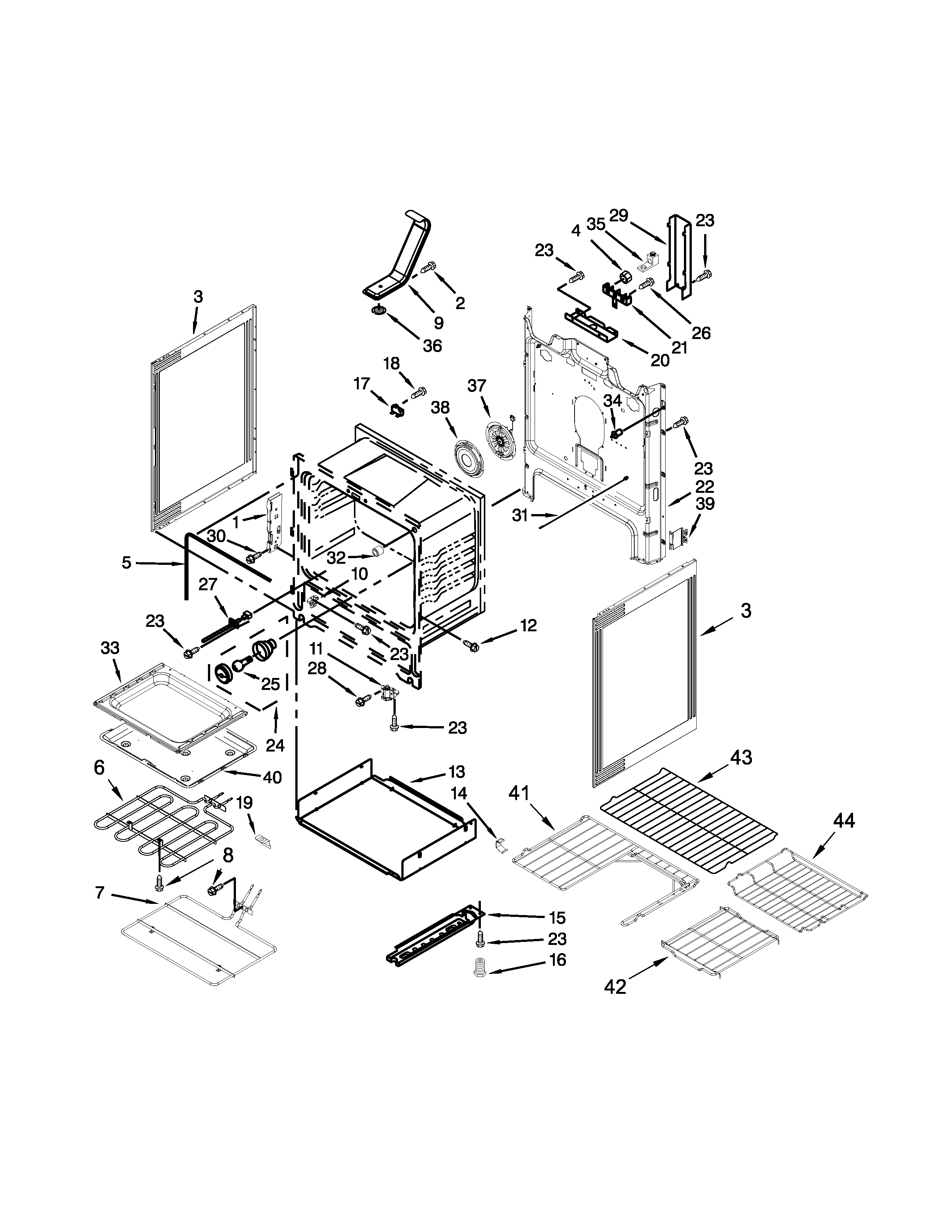 Whirlpool WFE710H0AH1 chassis parts diagram