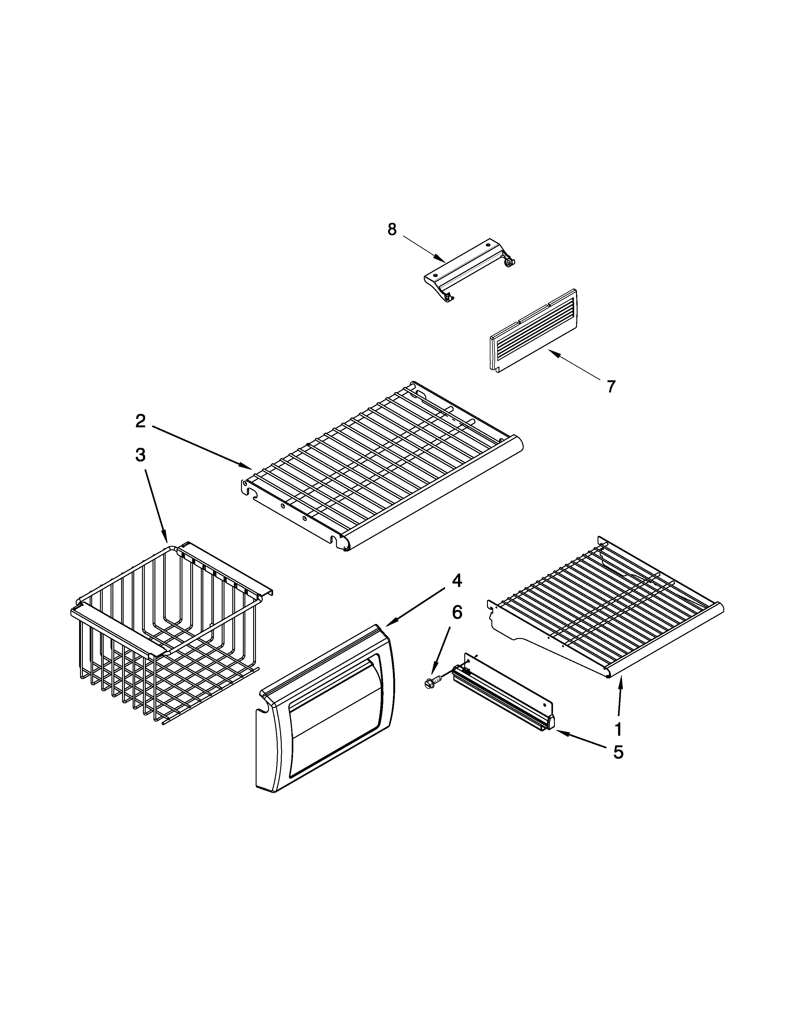Jenn-Air JS42PPDUDB20 freezer shelf parts diagram