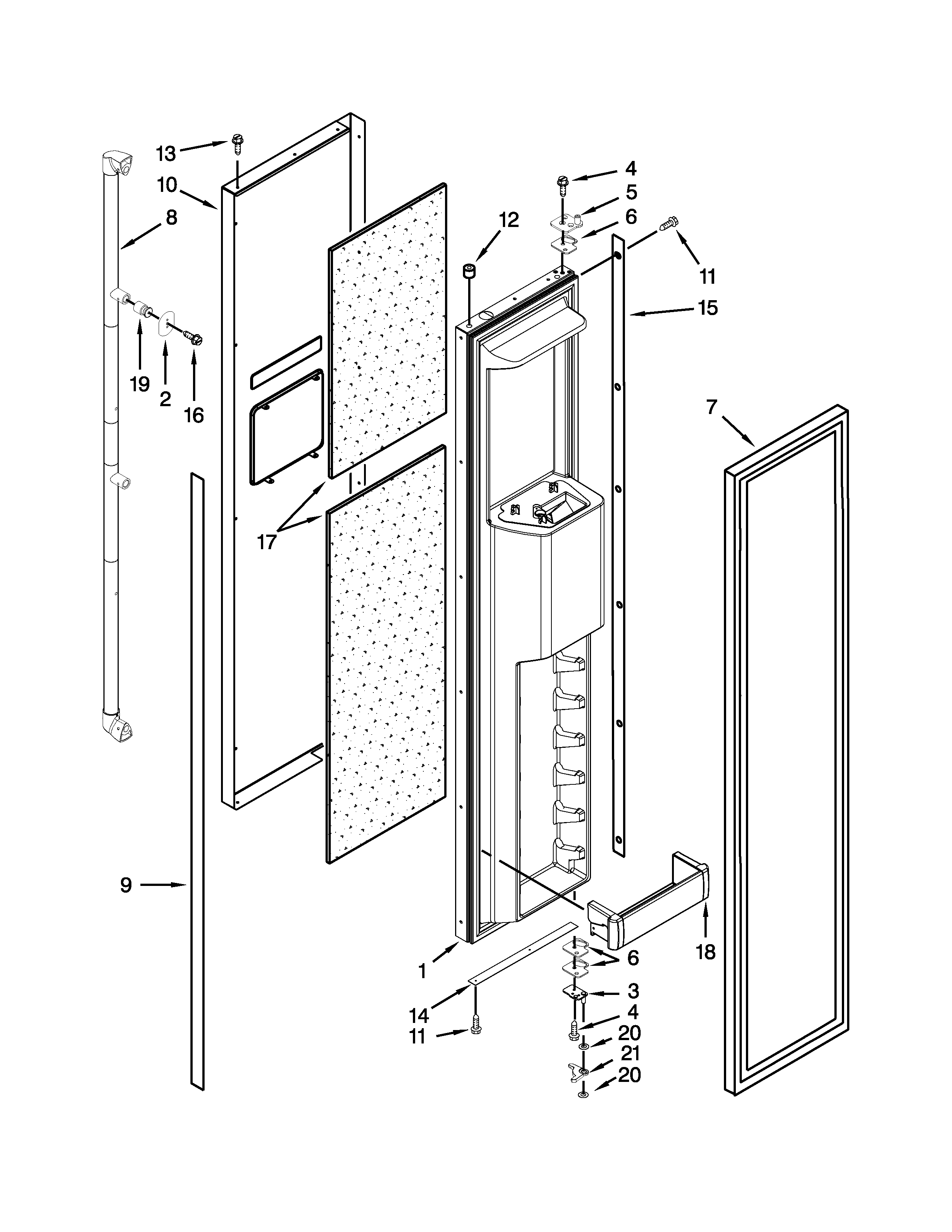Jenn-Air JS42PPDUDB20 freezer door parts diagram