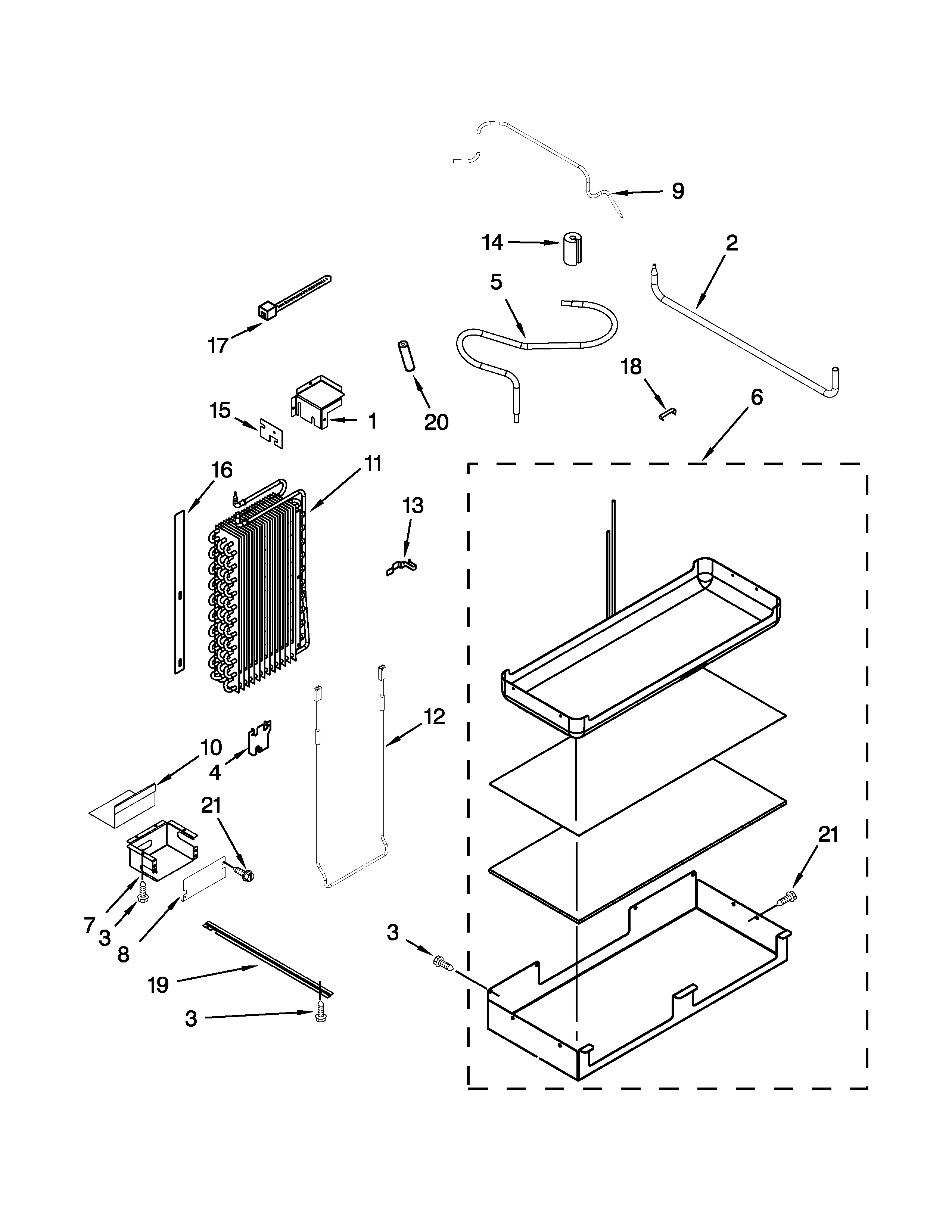 Jenn-Air JS42PPDUDB20 lower unit and tube parts diagram