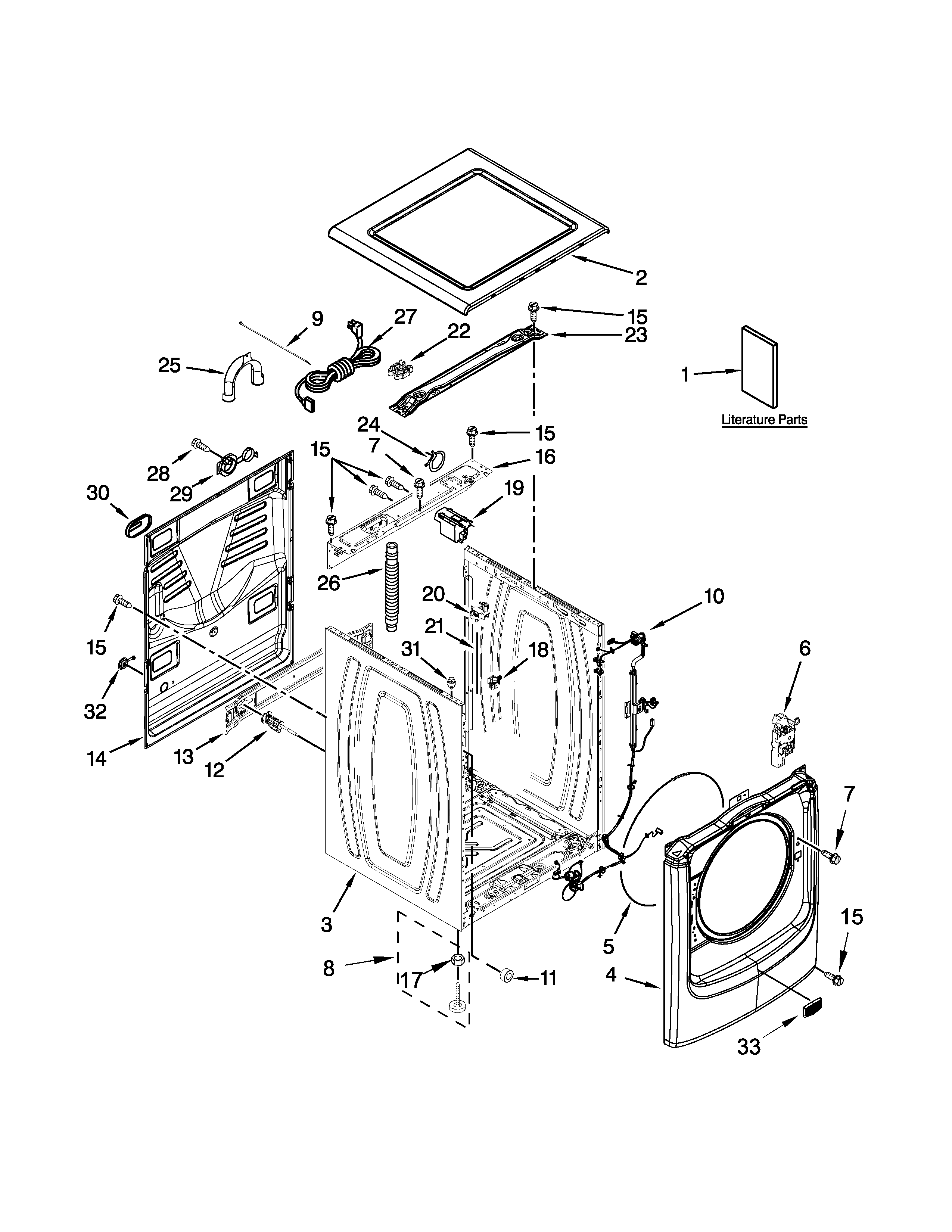 Maytag MHW4300DC0 top and cabinet parts diagram