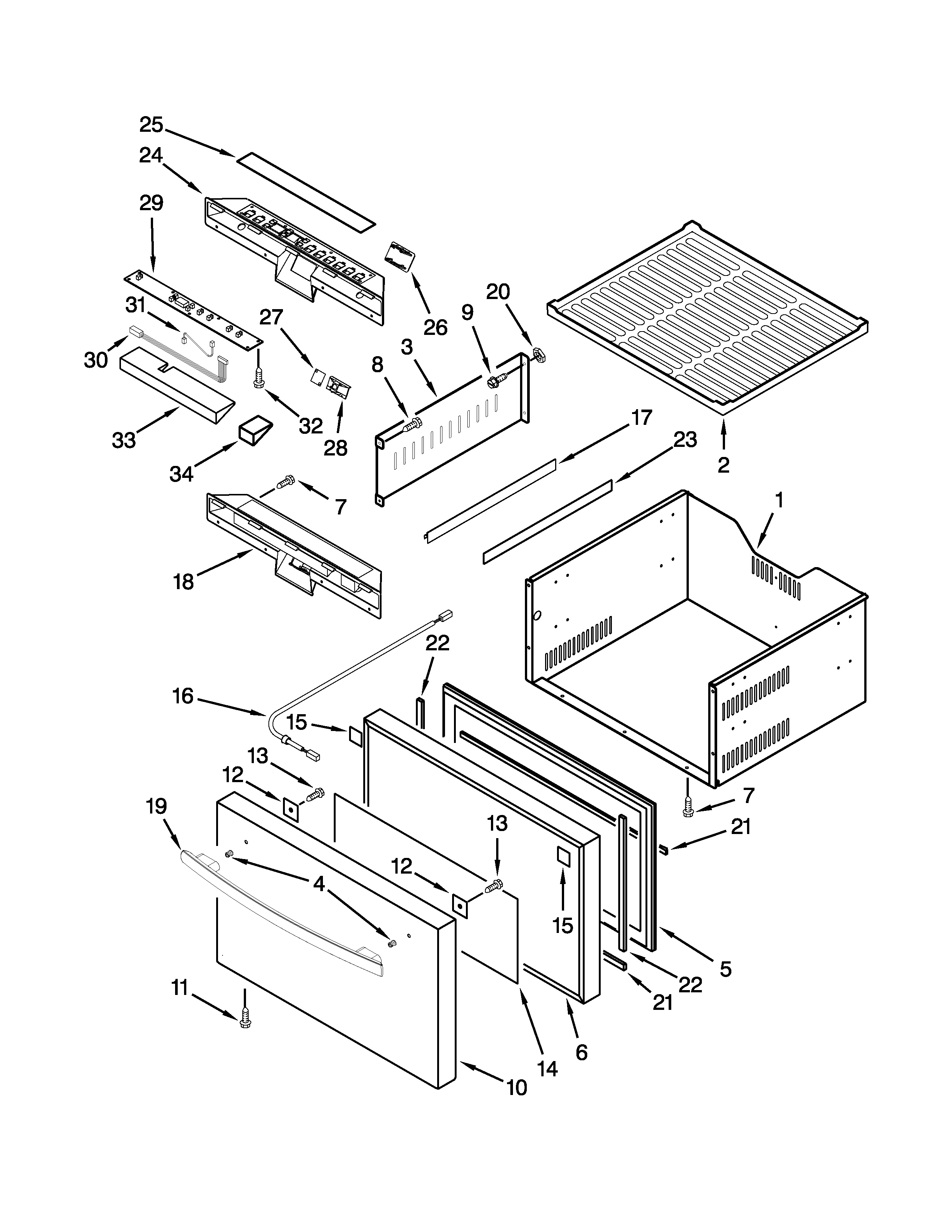Jenn-Air JUD24FRACX00 upper drawer parts diagram