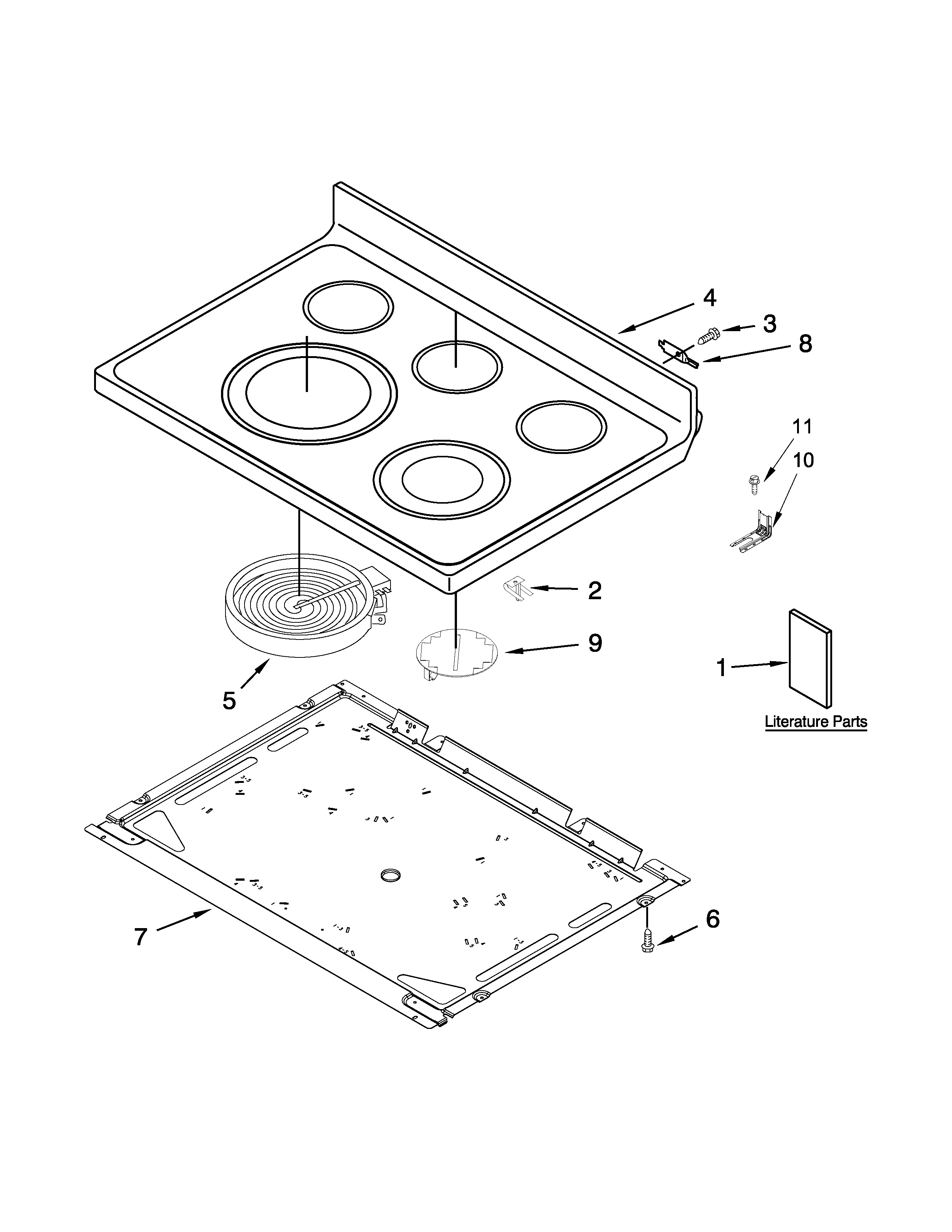Whirlpool YWFE540H0BS1 cooktop parts diagram