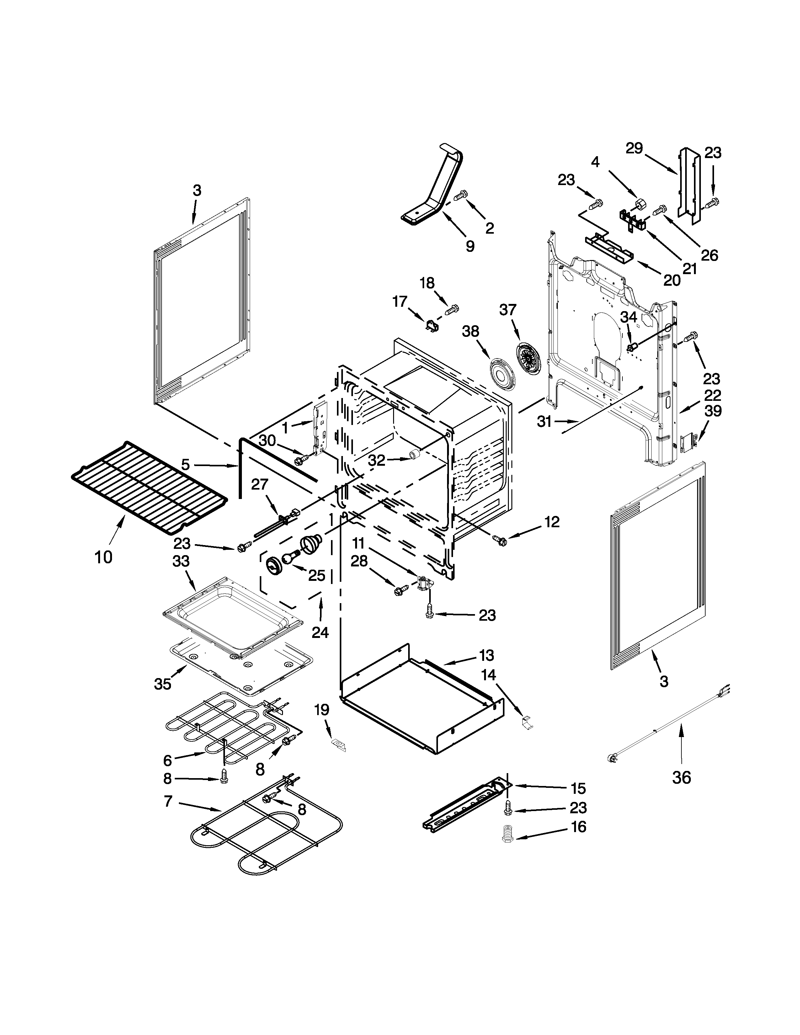 Whirlpool YWFE540H0BS1 chassis parts diagram