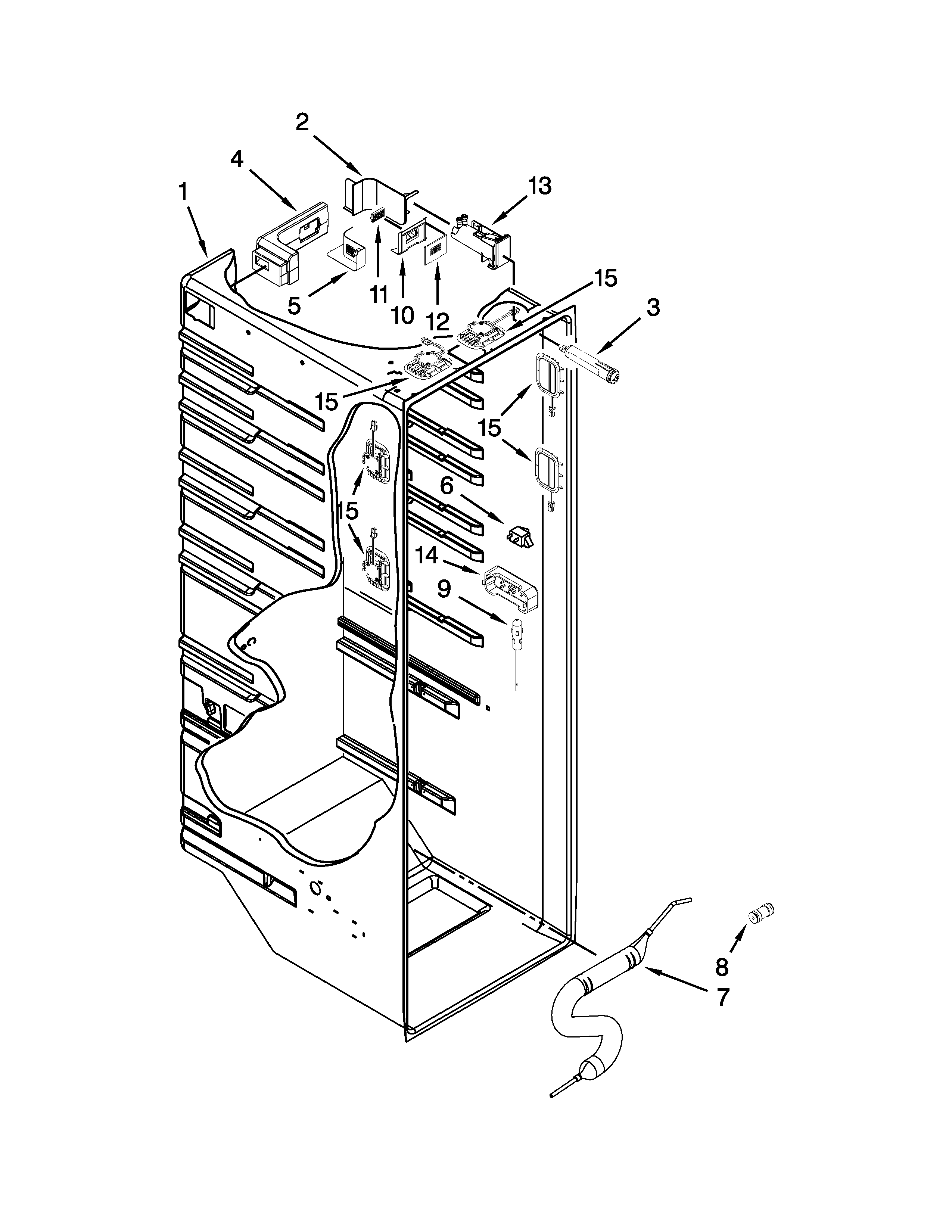 KitchenAid KSF26C4XYY04 refrigerator liner parts diagram