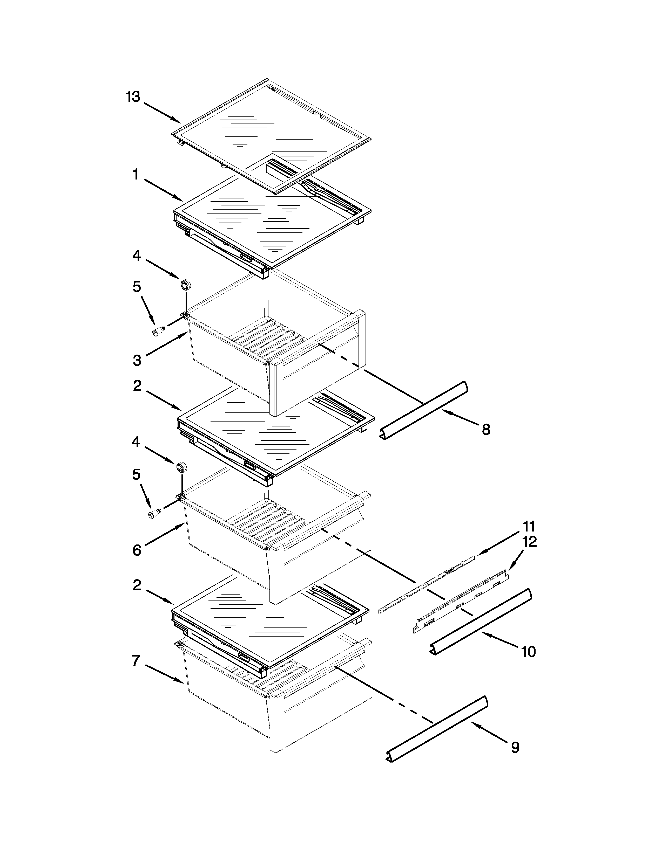 KitchenAid KSF26C4XYY04 refrigerator shelf parts diagram