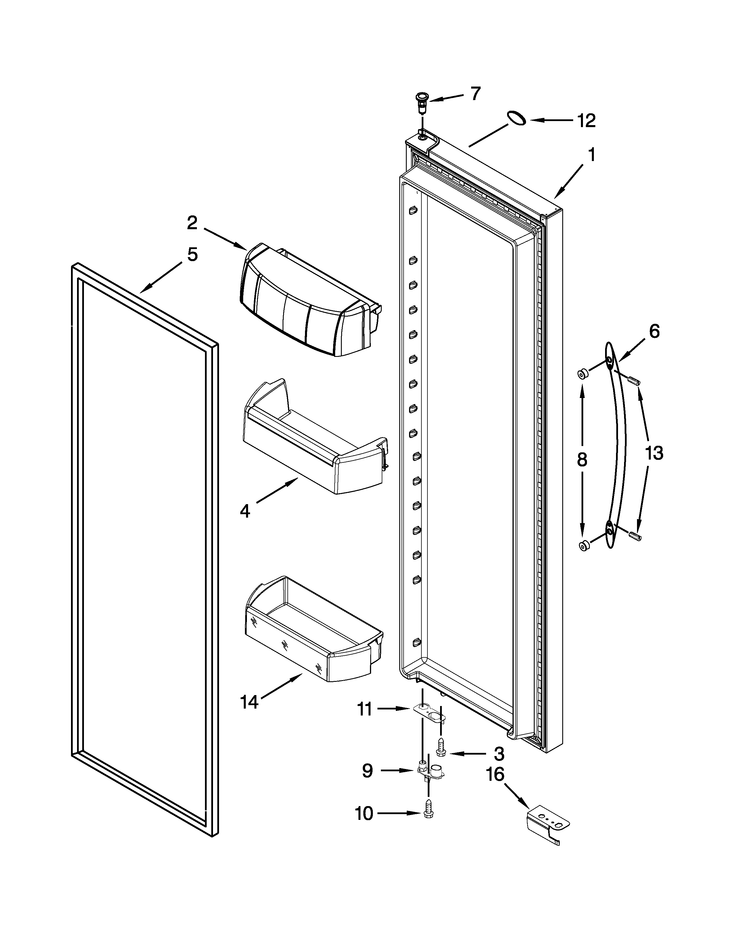 KitchenAid KSF26C4XYY04 refrigerator door parts diagram
