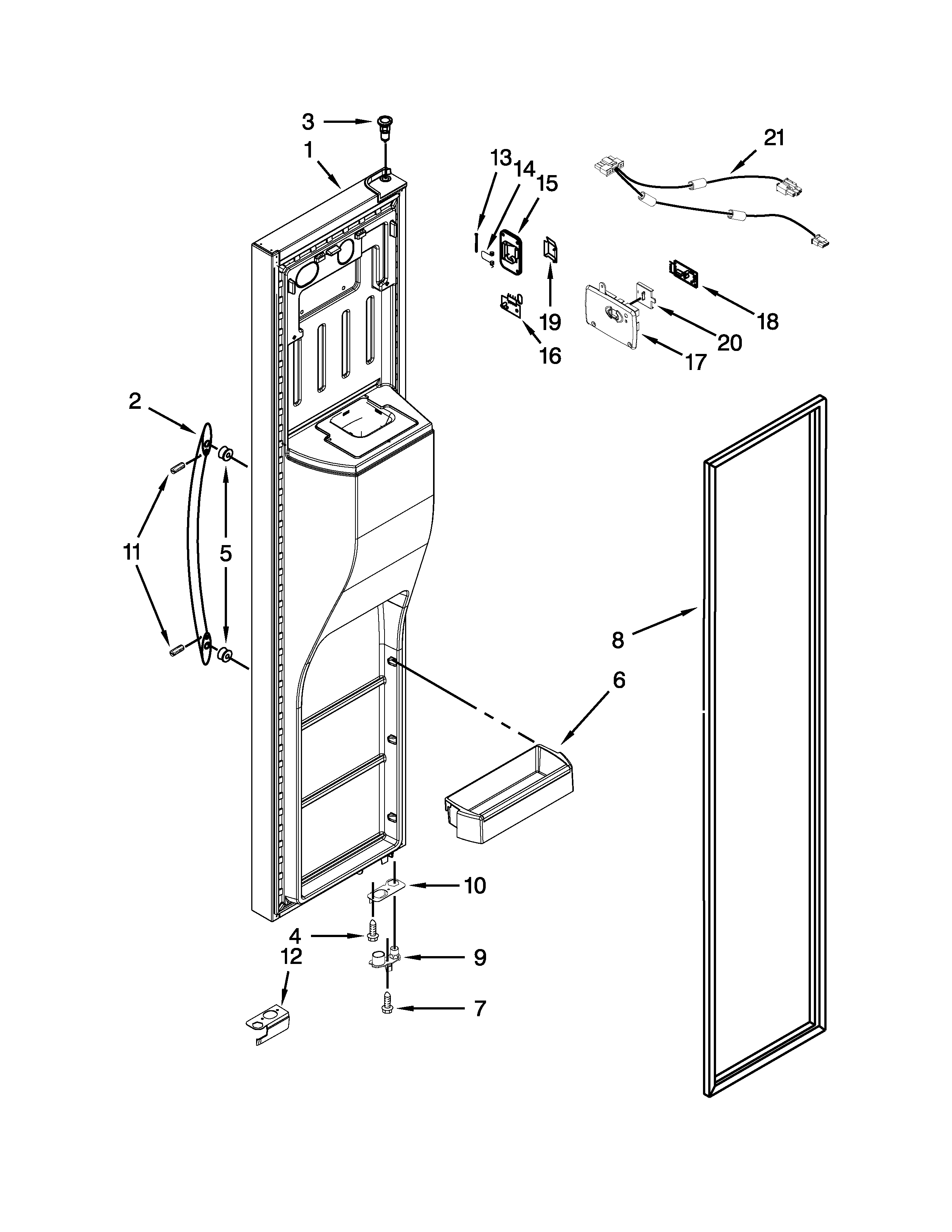 KitchenAid KSF26C4XYY04 freezer door parts diagram