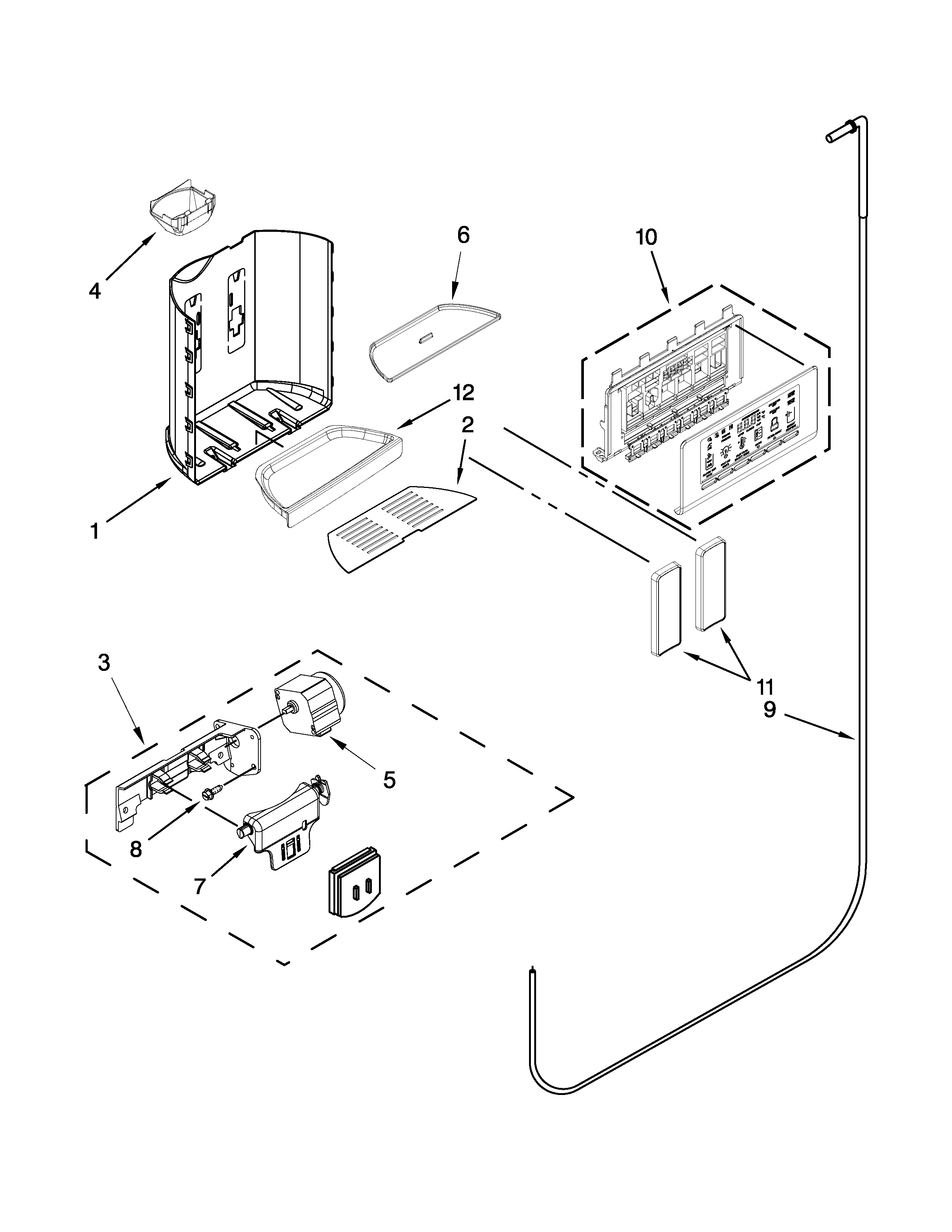 KitchenAid KSF26C4XYY04 dispenser parts diagram