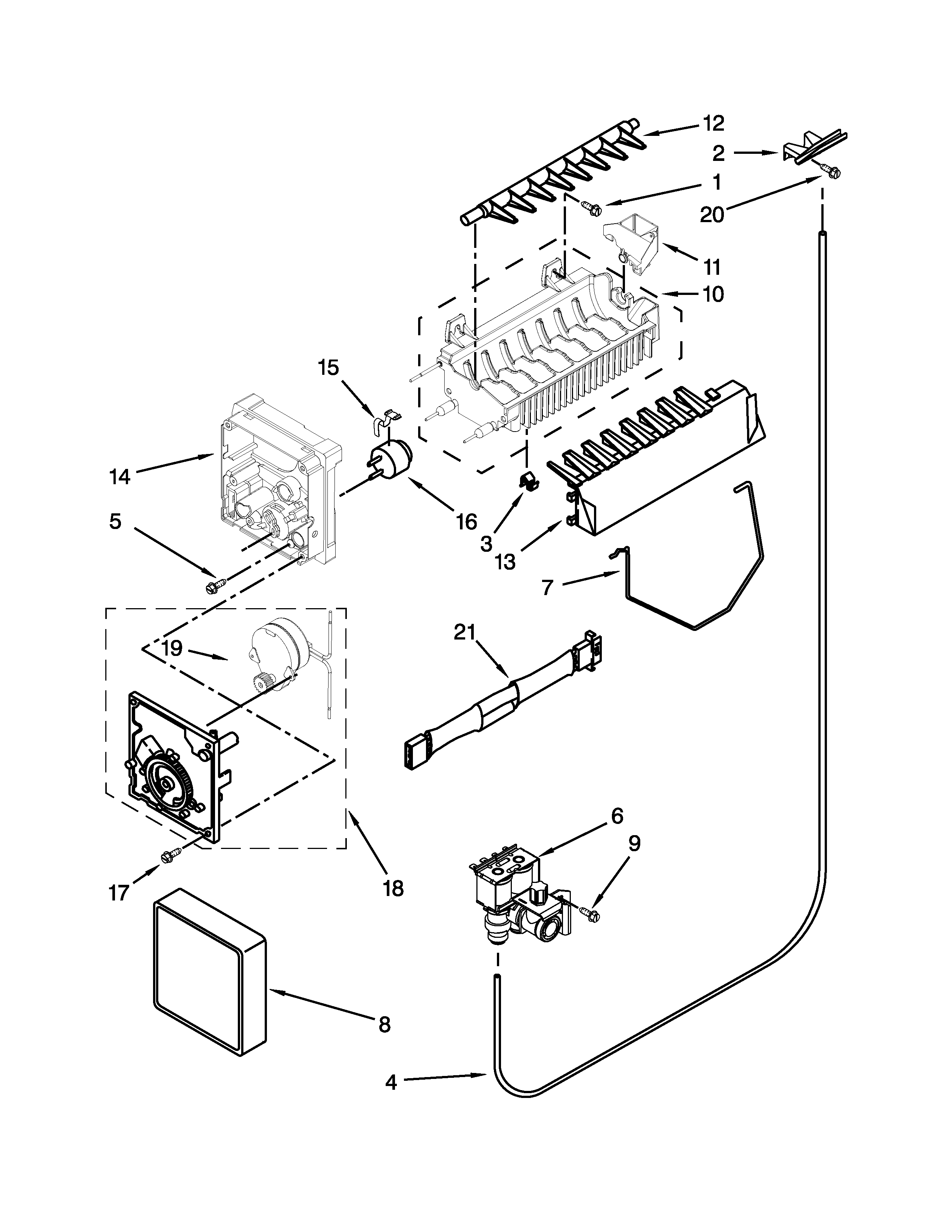 Whirlpool 7WRS25FDBF02 icemaker parts diagram