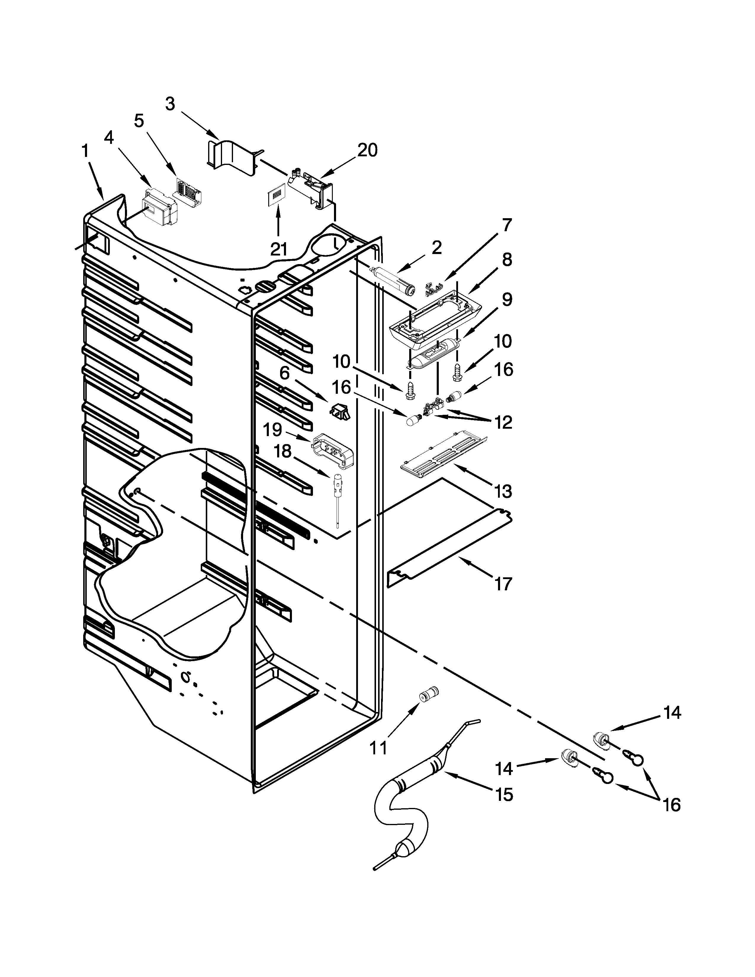 Maytag MSC21C6MDM00 refrigerator liner parts diagram