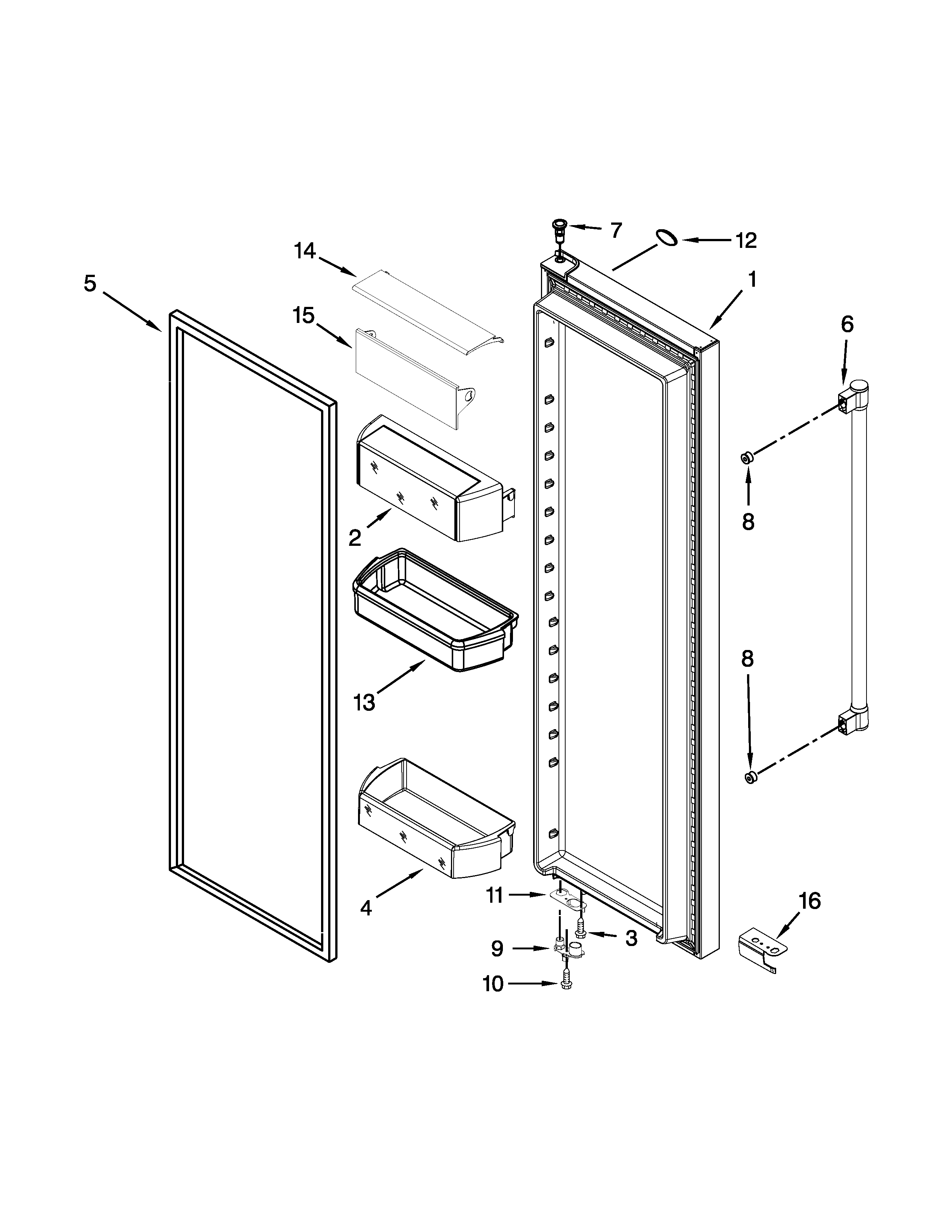 Maytag MSC21C6MDM00 refrigerator door parts diagram