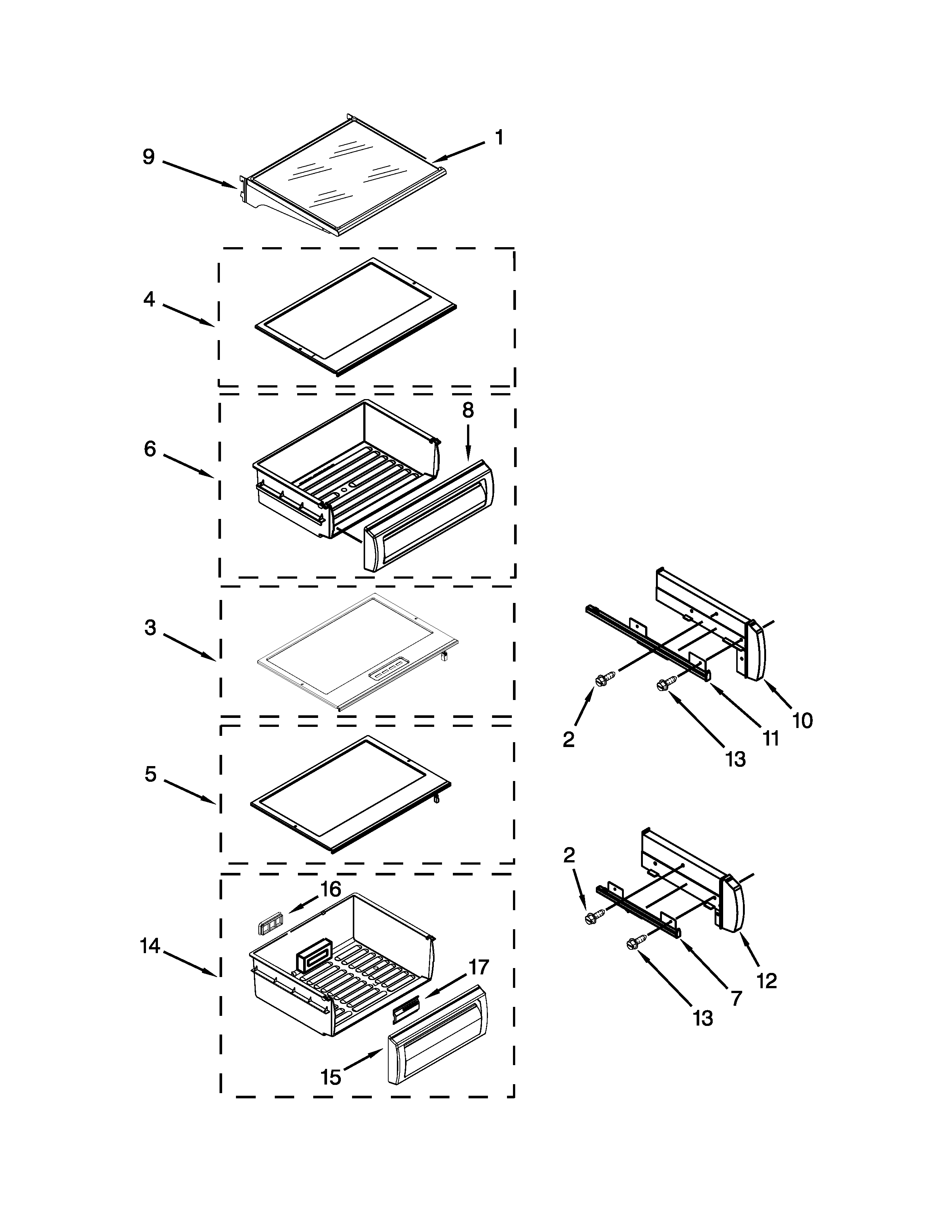 Jenn-Air JS42NXFXDW10 refrigerator shelf parts diagram
