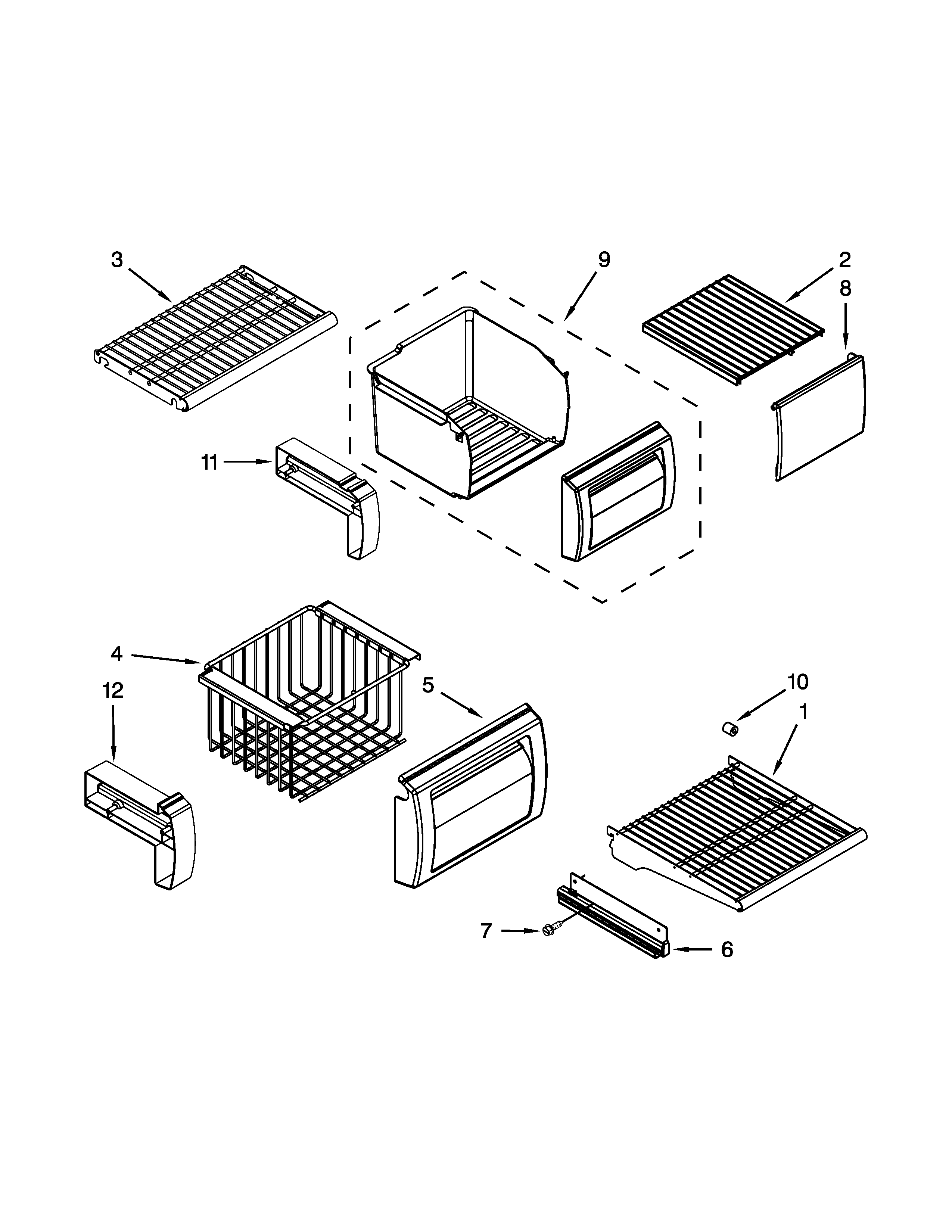 Jenn-Air JS42NXFXDW10 freezer shelf parts diagram