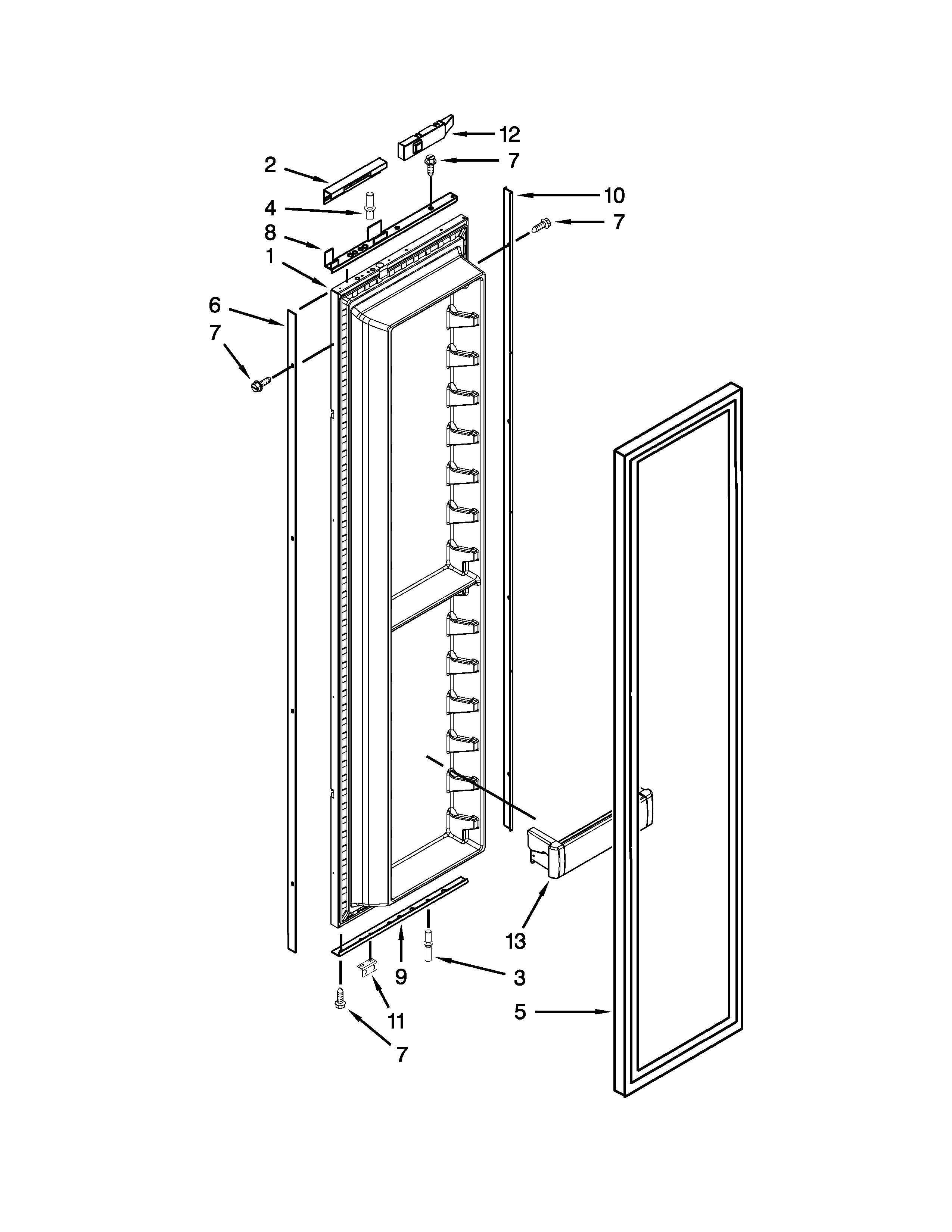 Jenn-Air JS42NXFXDW10 freezer door parts diagram