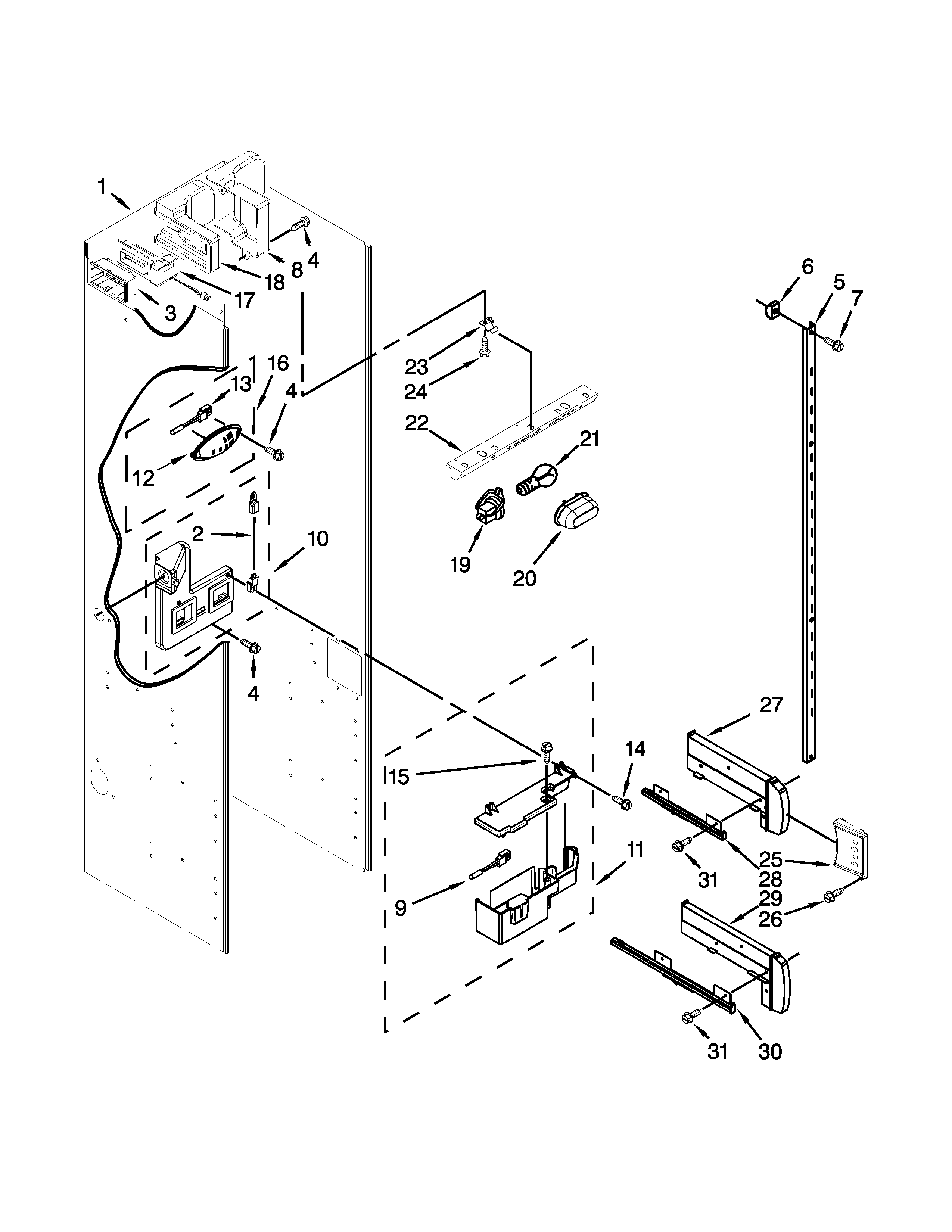KitchenAid KSSC48FTS20 refrigerator liner parts diagram