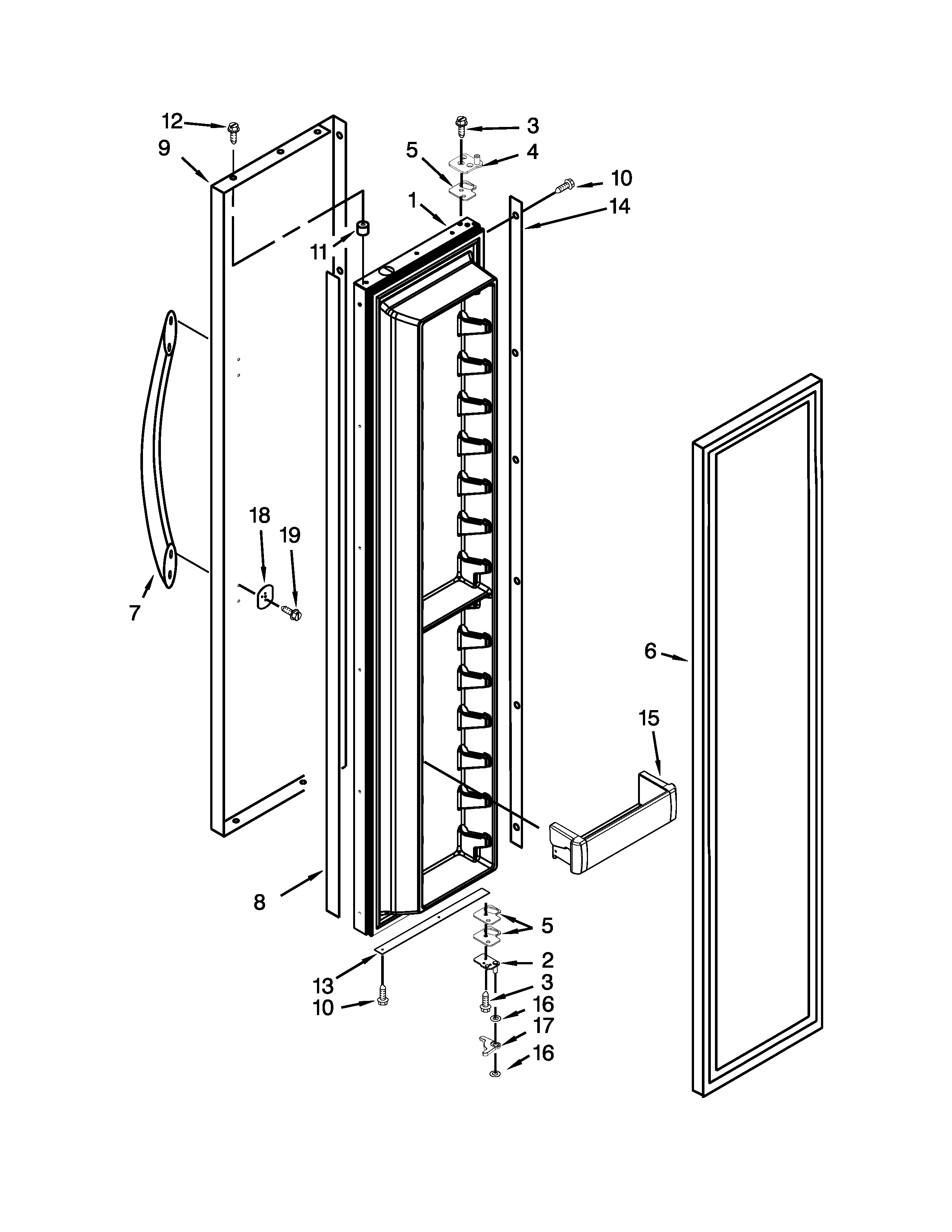 KitchenAid KSSC48FTS20 freezer door parts diagram