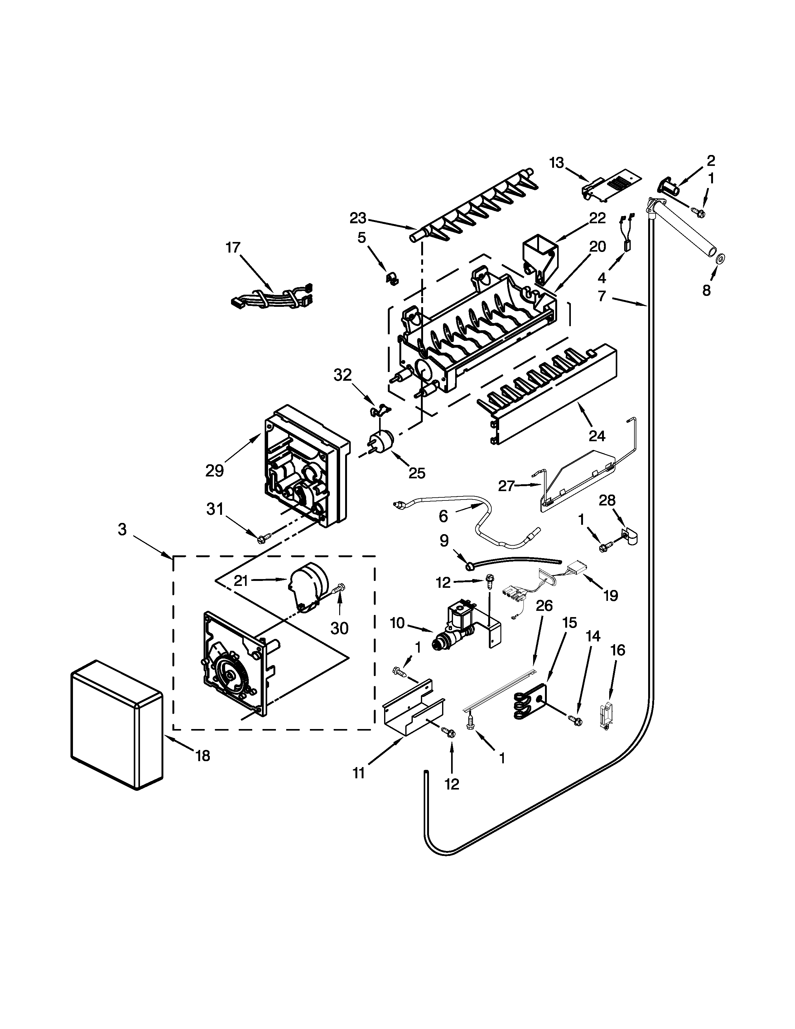 KitchenAid KSSC48FTS20 icemaker parts diagram