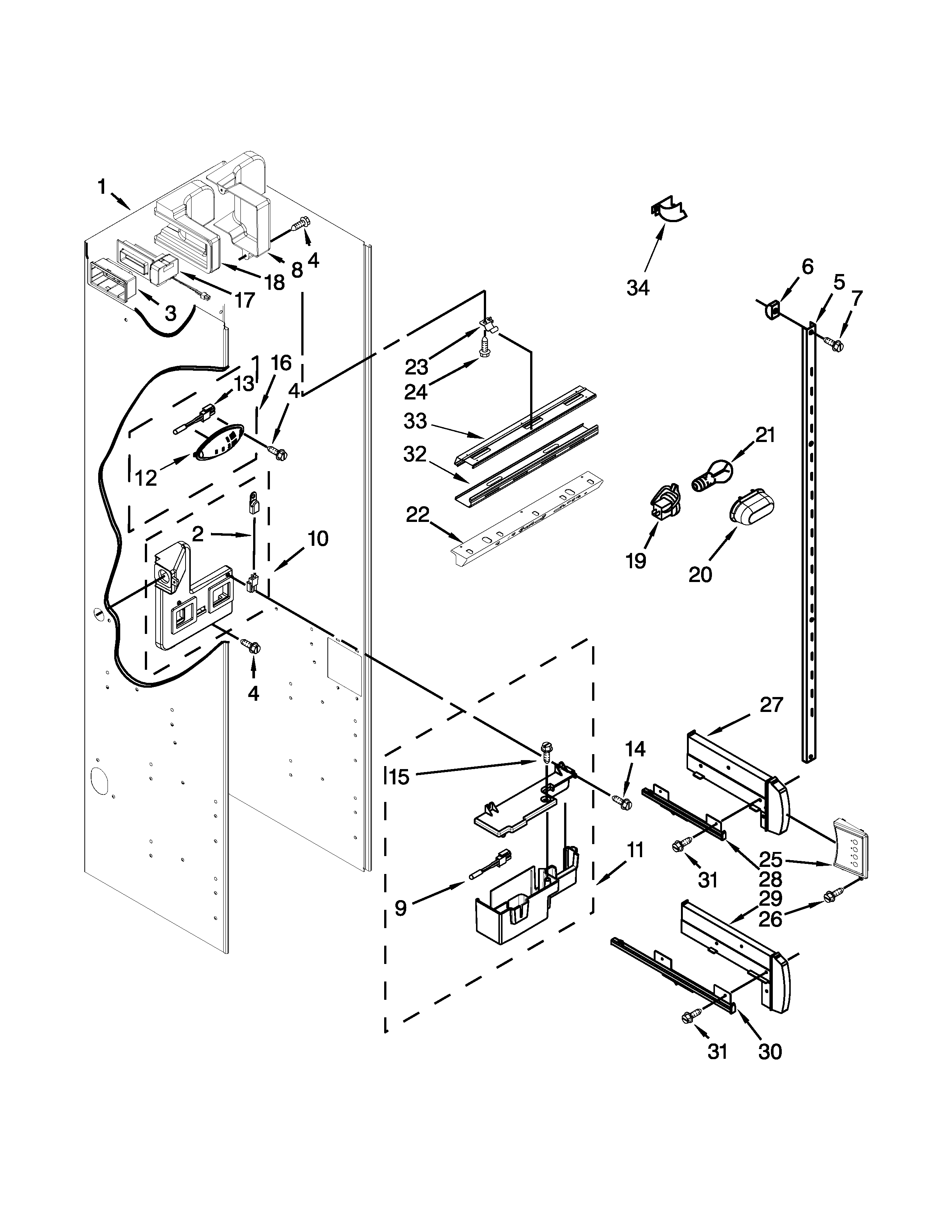 KitchenAid KSSO48FTX20 refrigerator liner parts diagram