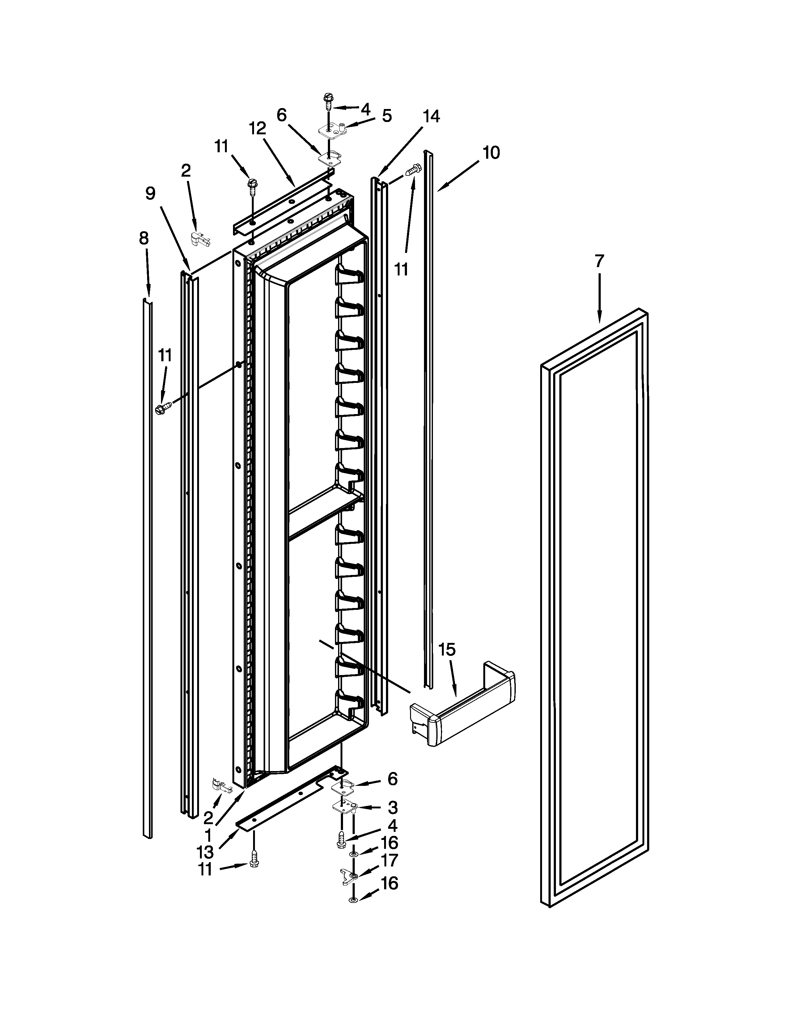 KitchenAid KSSO48FTX20 freezer door parts diagram