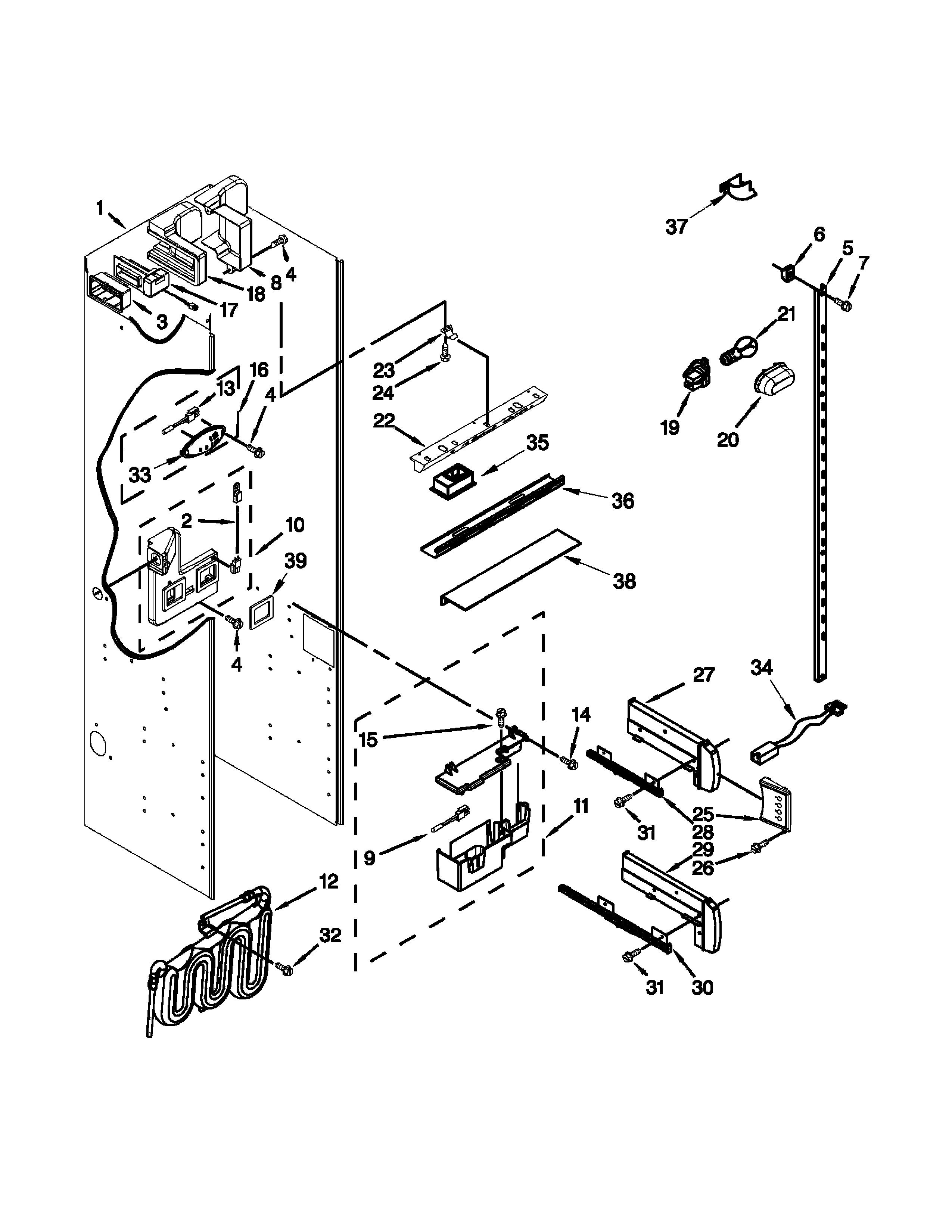 Jenn-Air JS42SEDUDW20 refrigerator liner parts diagram