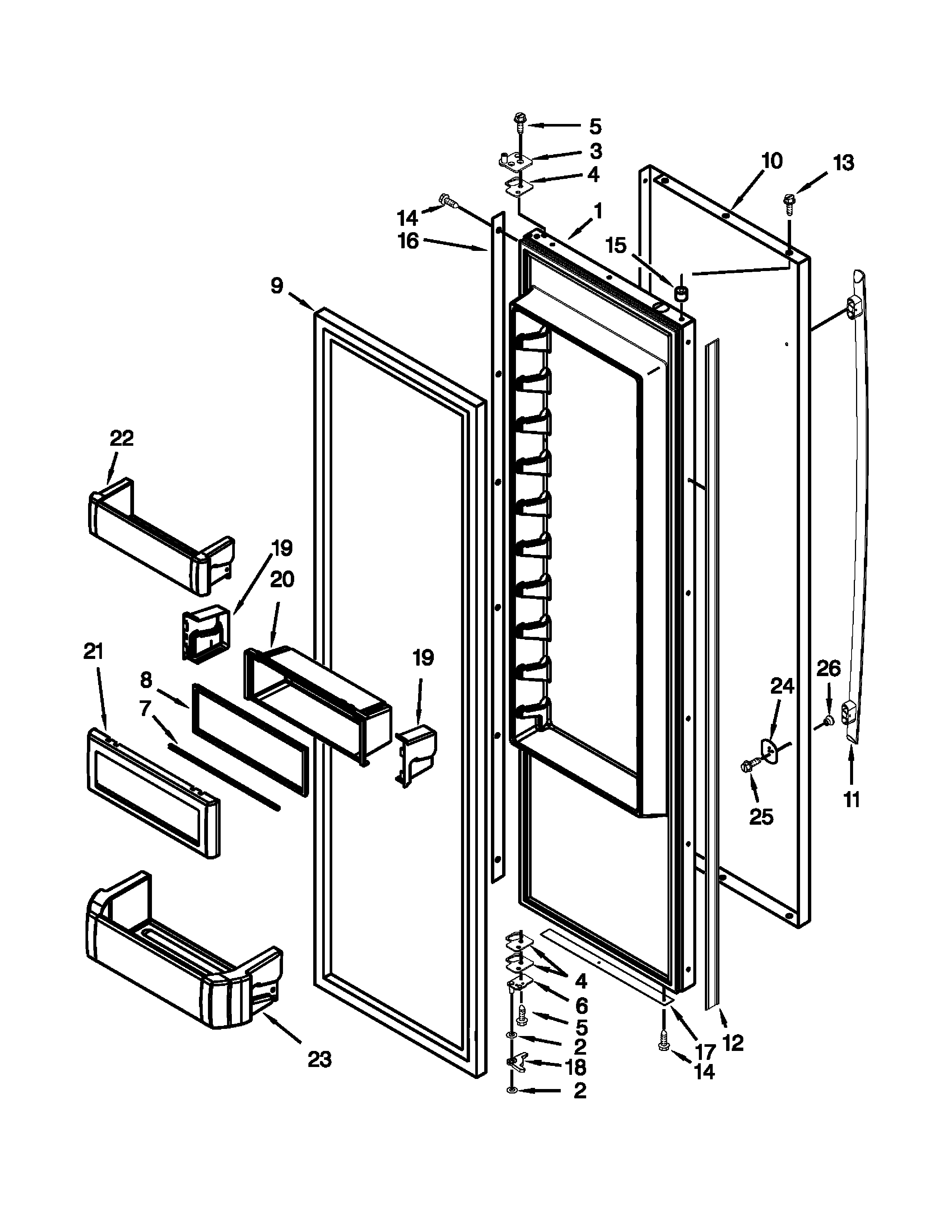 Jenn-Air JS42SEDUDW20 refrigerator door parts diagram