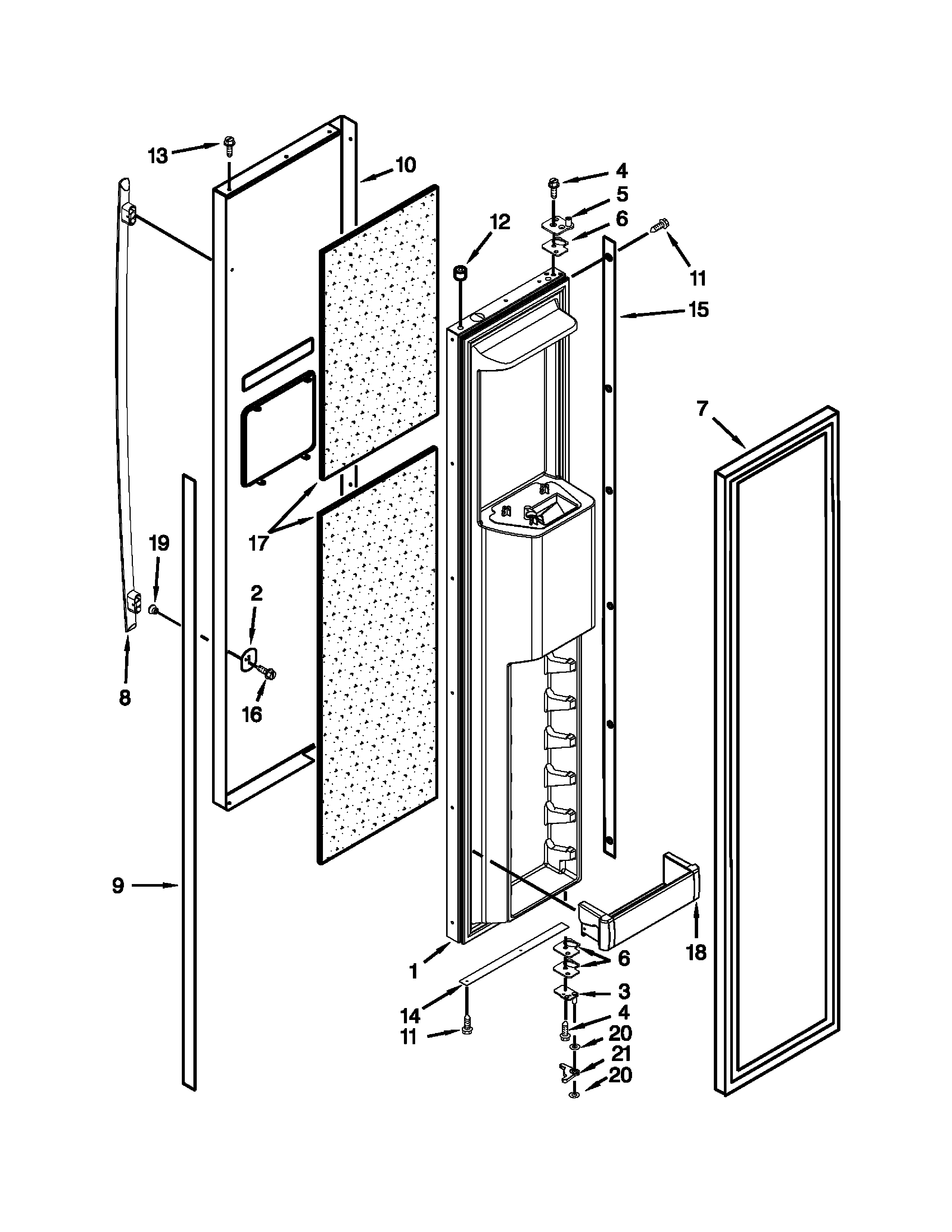 Jenn-Air JS42SEDUDW20 freezer door parts diagram