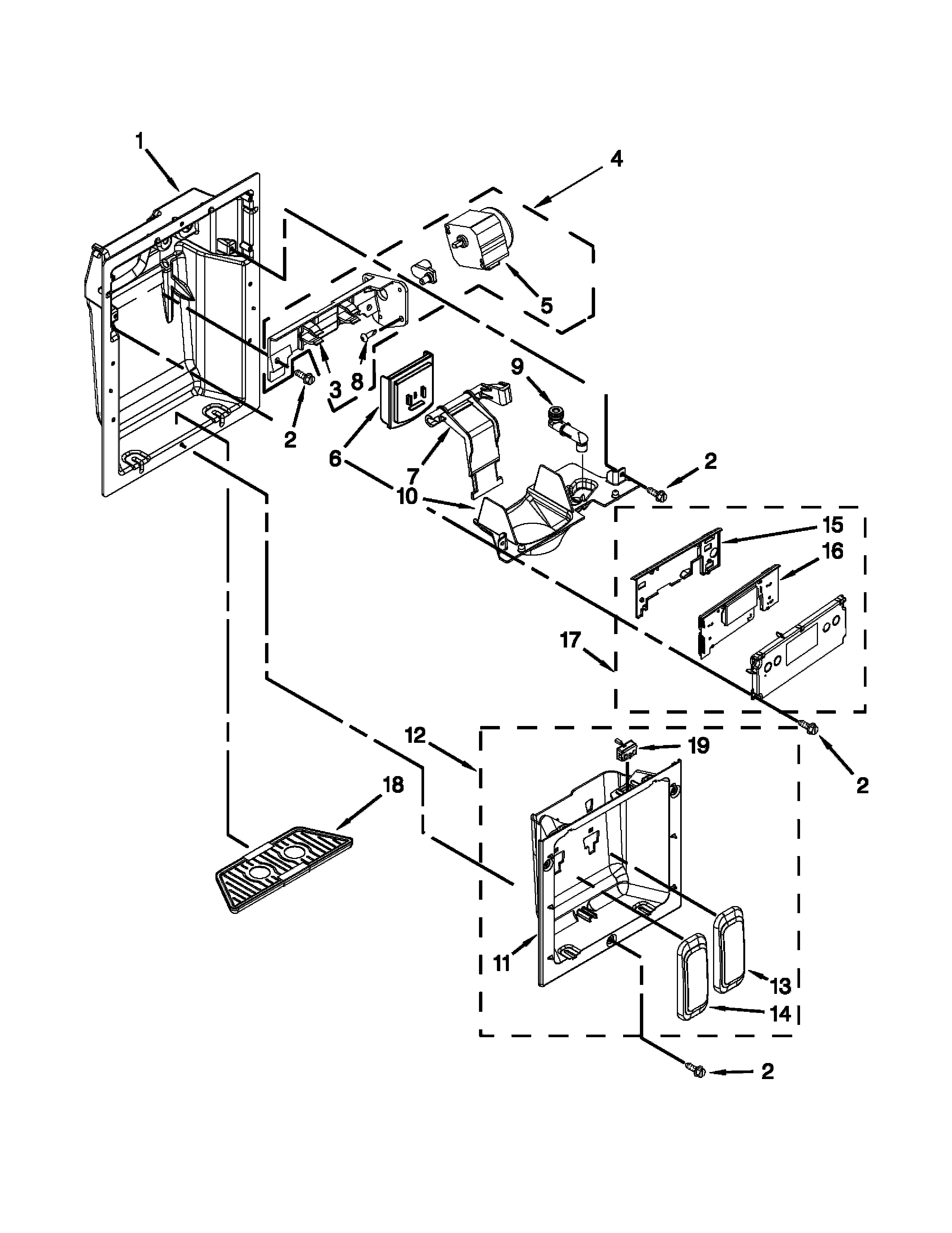 Jenn-Air JS42SEDUDW20 dispenser parts diagram