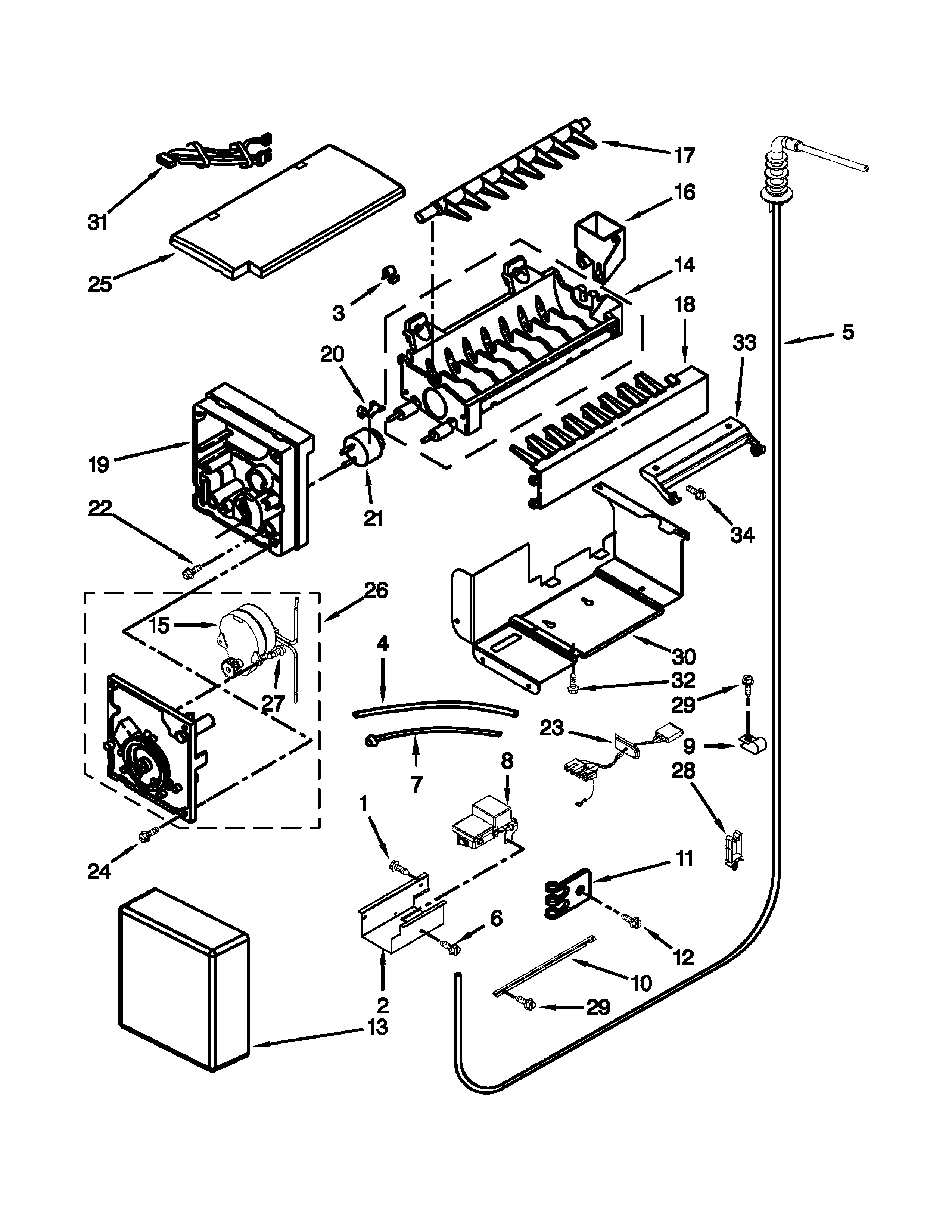 Jenn-Air JS42SEDUDW20 icemaker parts diagram