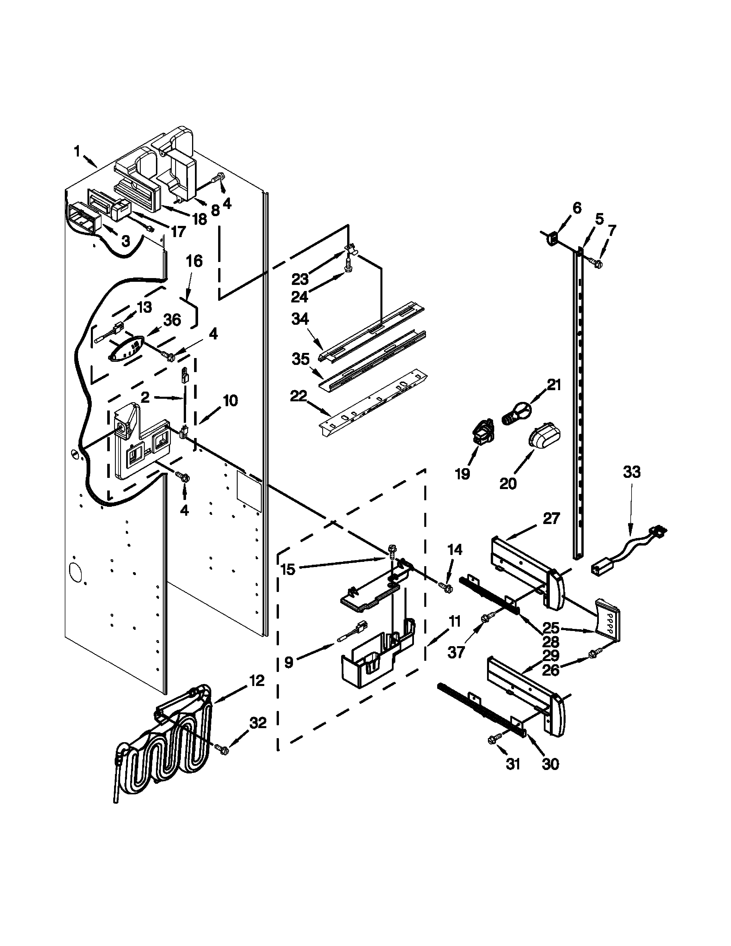 Jenn-Air JS48PPDUDB20 refrigerator liner parts diagram